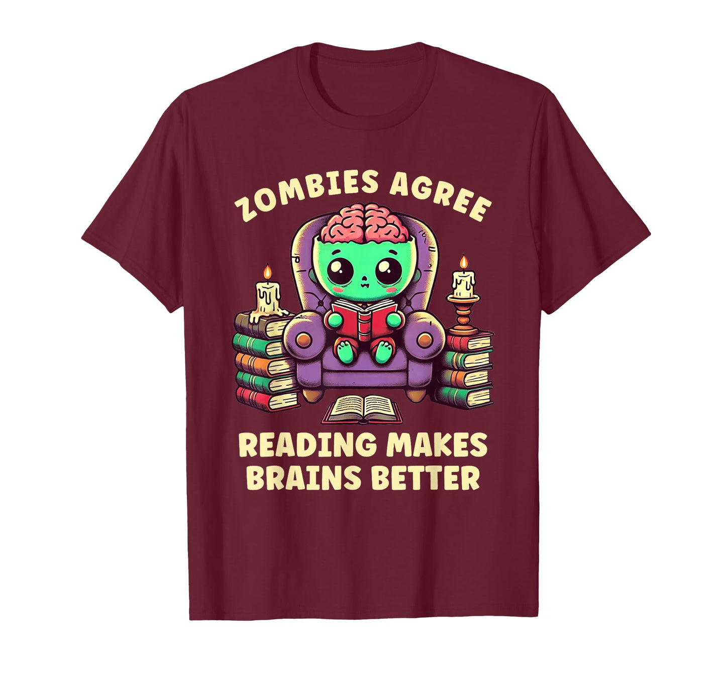 Halloween Teacher Zombie Reading is Good For Brains T-Shirt