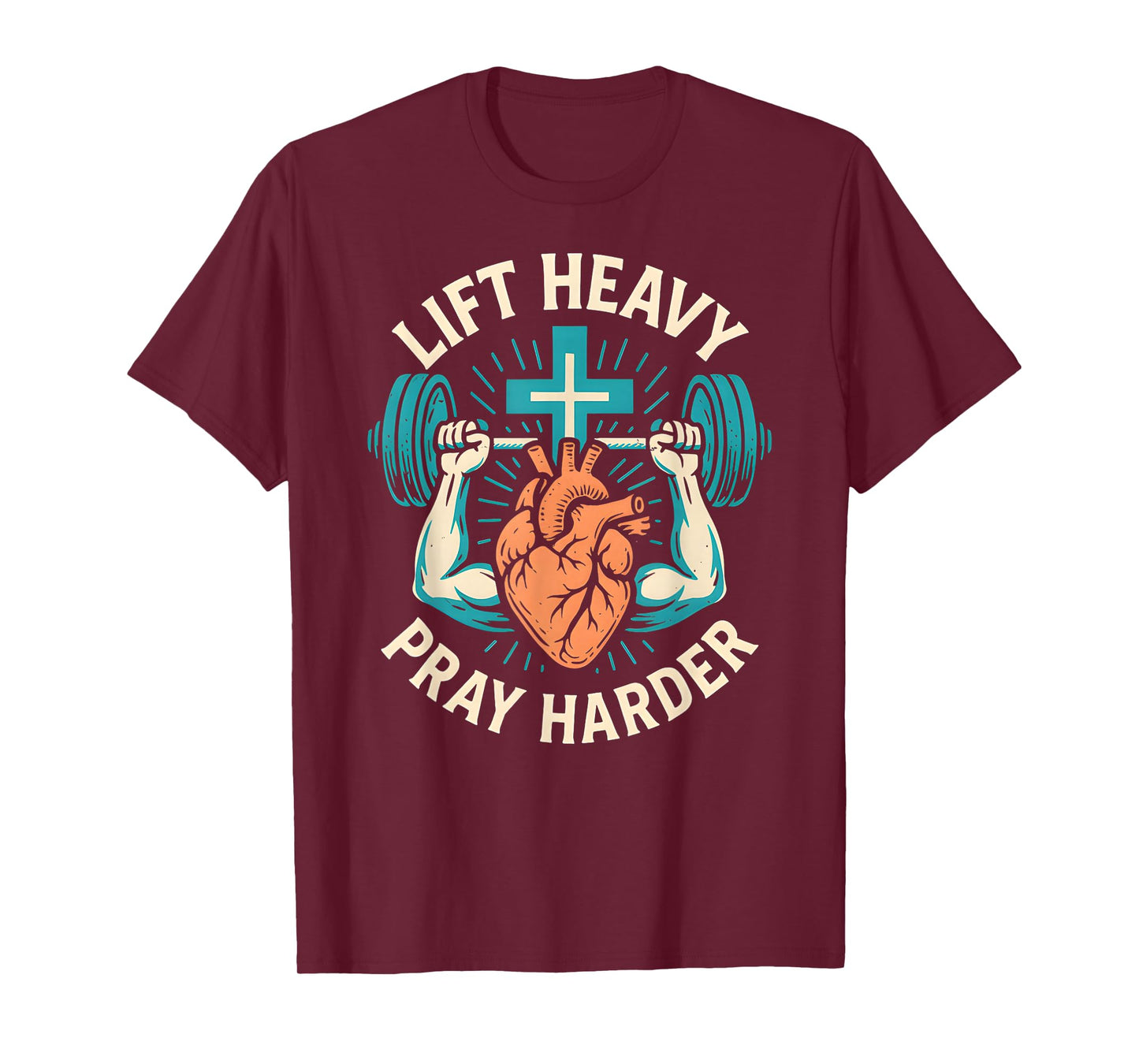 Christian Fitness Lift Heavy Pray Harder Cool Mens Faith T-Shirt