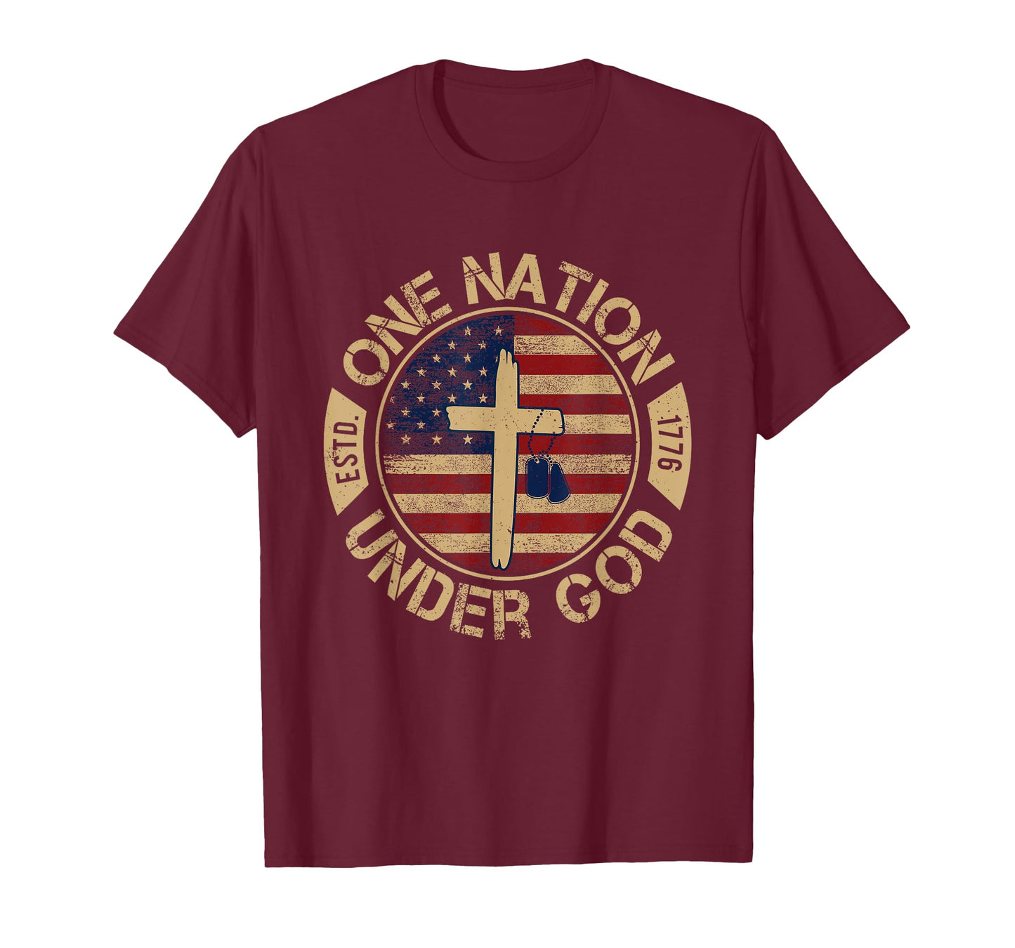 One Nation Under God Flag 4th Of July Patriotic Christian T-Shirt