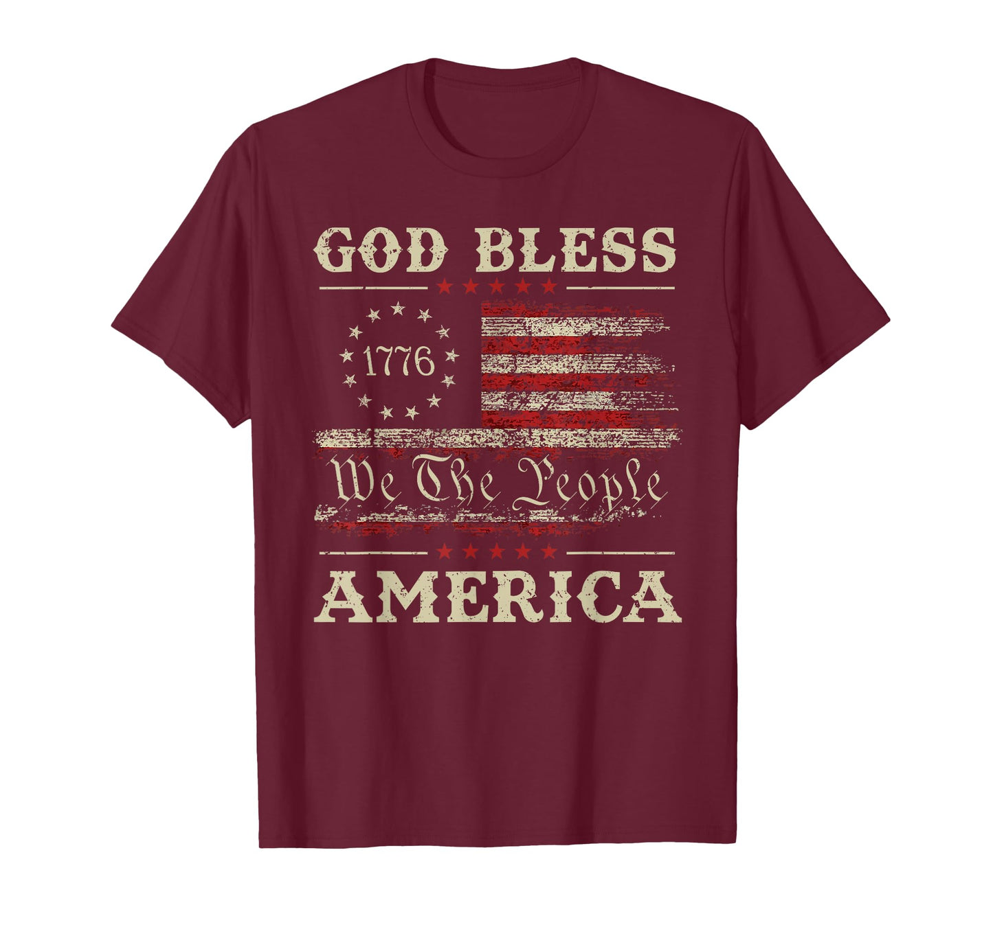 God Bless America USA Flag 4th of July Patriotic T-Shirt