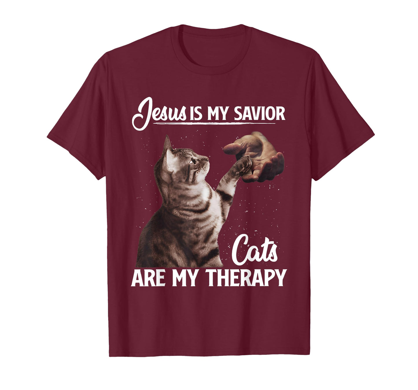 Retro Jesus Is My Savior Cats Are My Therapy God Believers T-Shirt