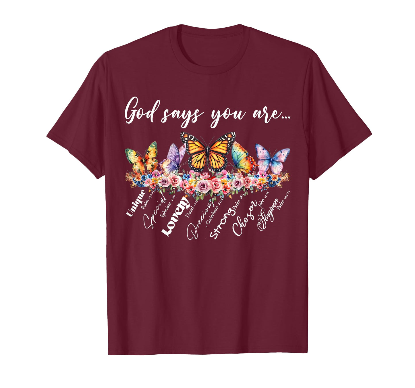 God Says You Are Bible Verse Religious Christian Butterfly T-Shirt
