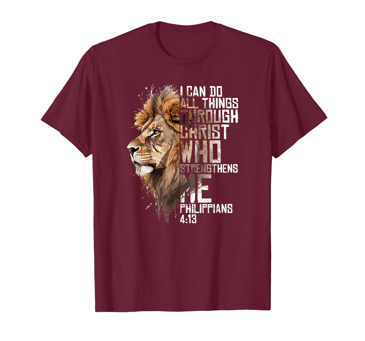 Philippians Christian Bible Verse Funny Lion Graphic Novelty T-Shirt