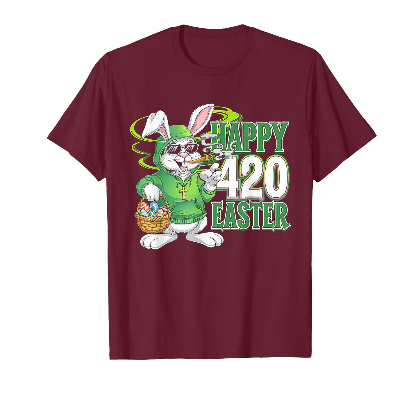 Happy 420 Easter Day Bunny Smoking Weed Marijuana Funny 420 T-Shirt