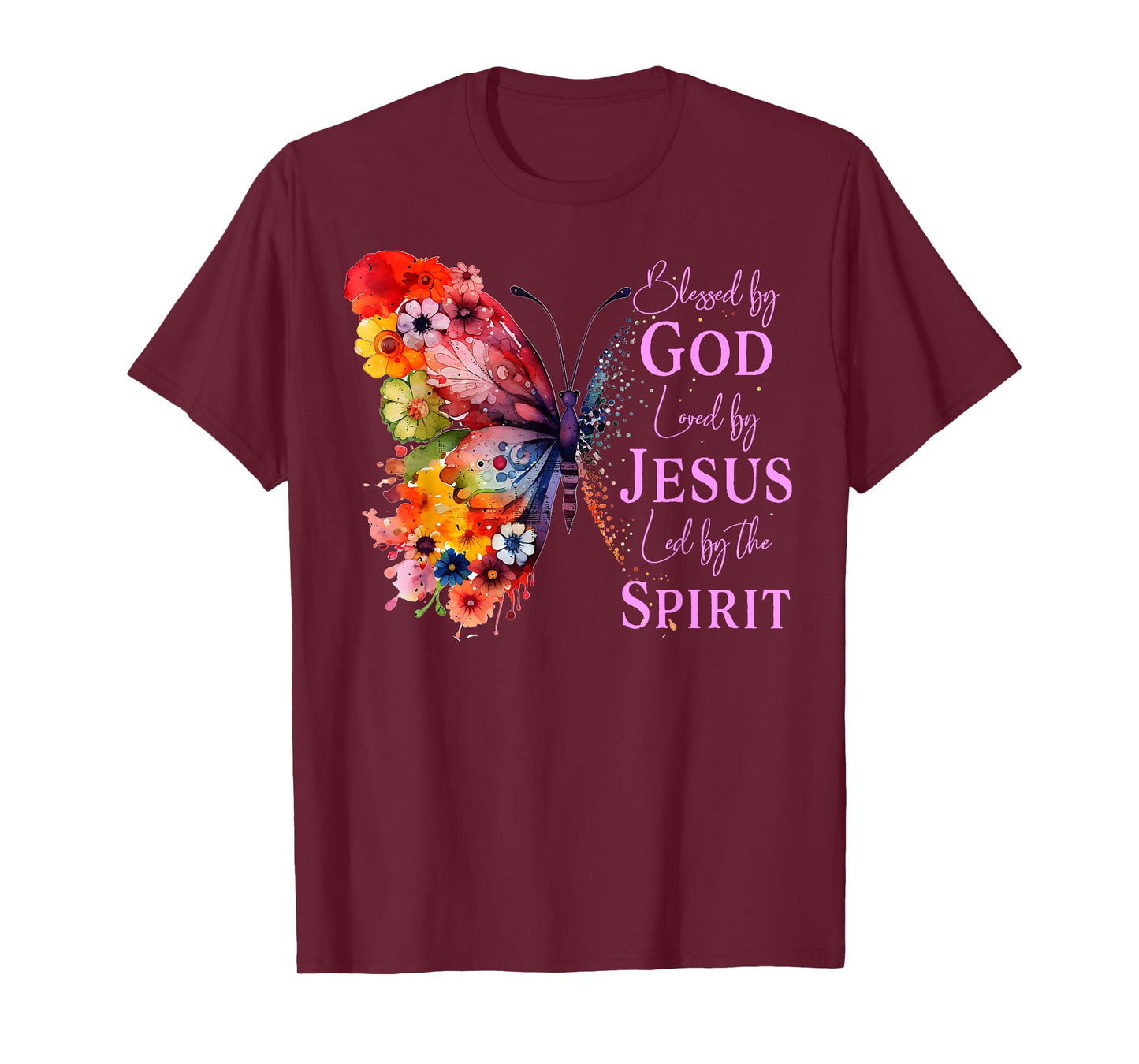 Blessed By God - Loved By Jesus Butterfly T-Shirt