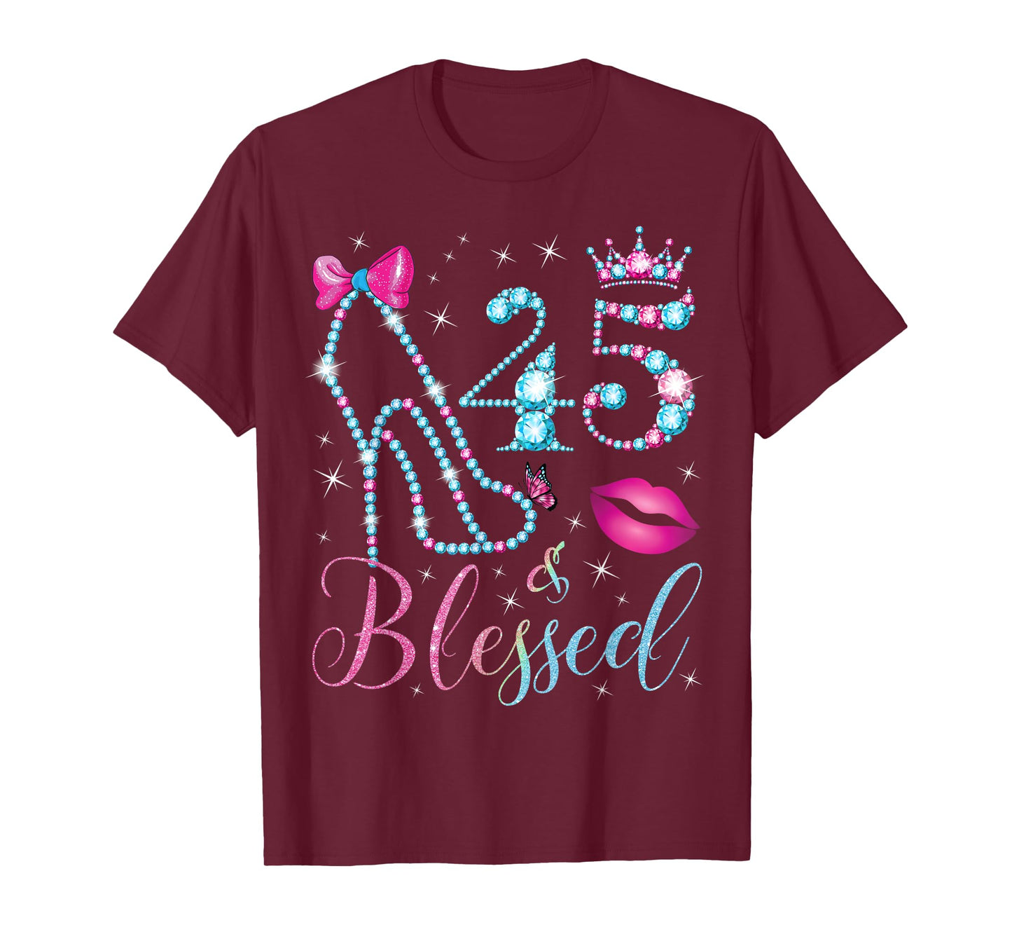 45 & Blessed 45th Birthday Party 45 Years Old Woman Queen T-Shirt