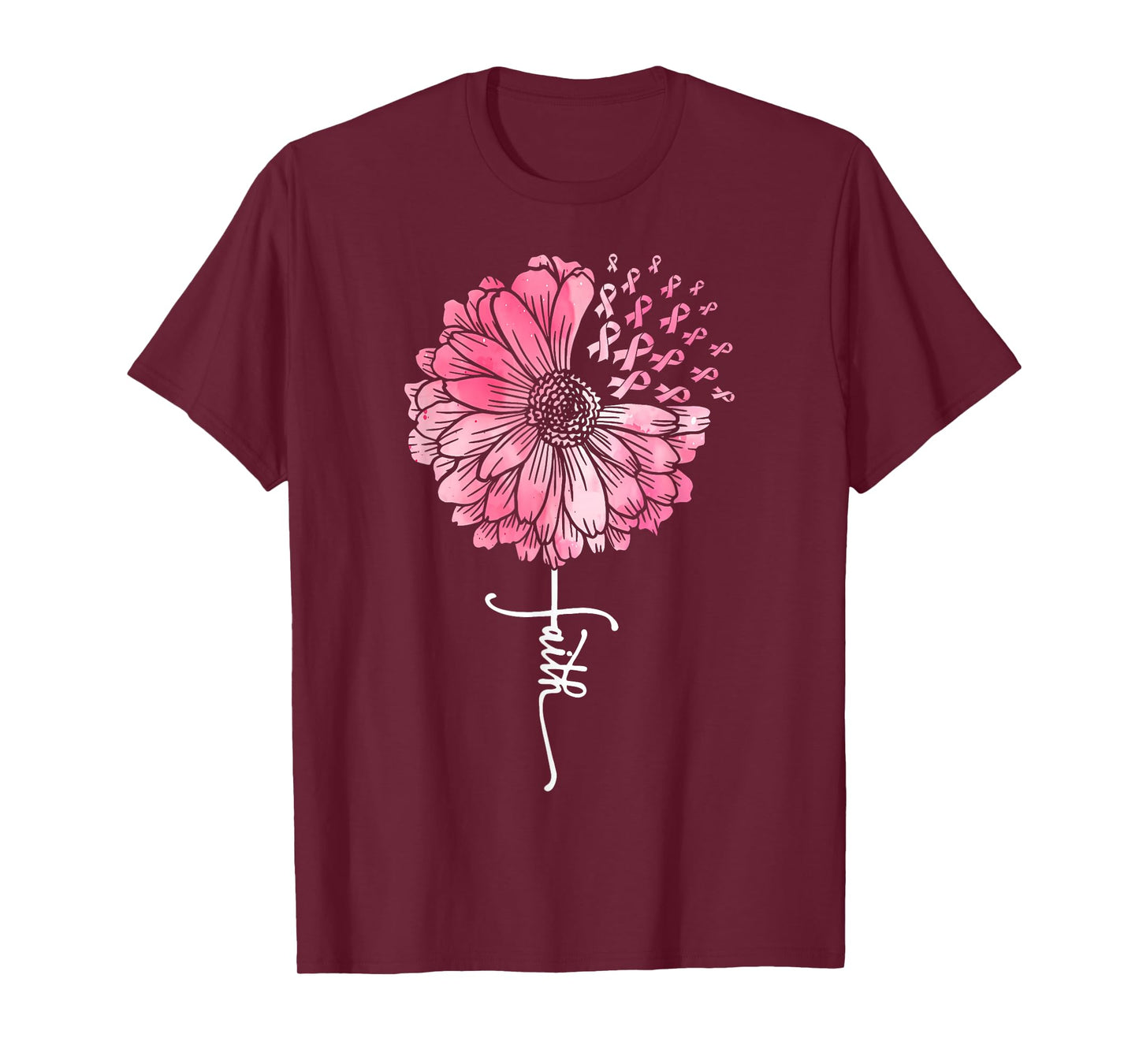 Pink Ribbon Daisy Faith - Breast Cancer Awareness Month Gift T-Shirt