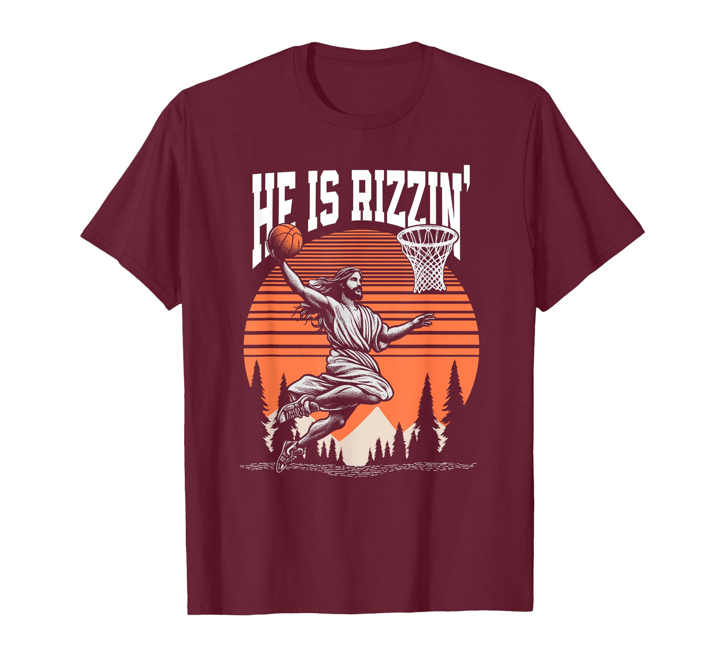 He is Risen Rizzin' Easter Jesus Christian Faith Basketball T-Shirt