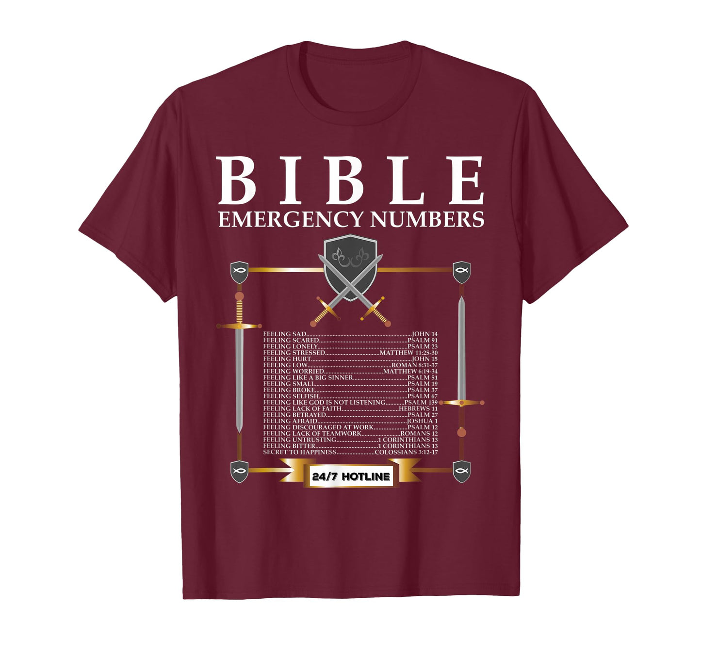 Bible Emergency Hotline Numbers - Cool Christian Bible Verse T-Shirt