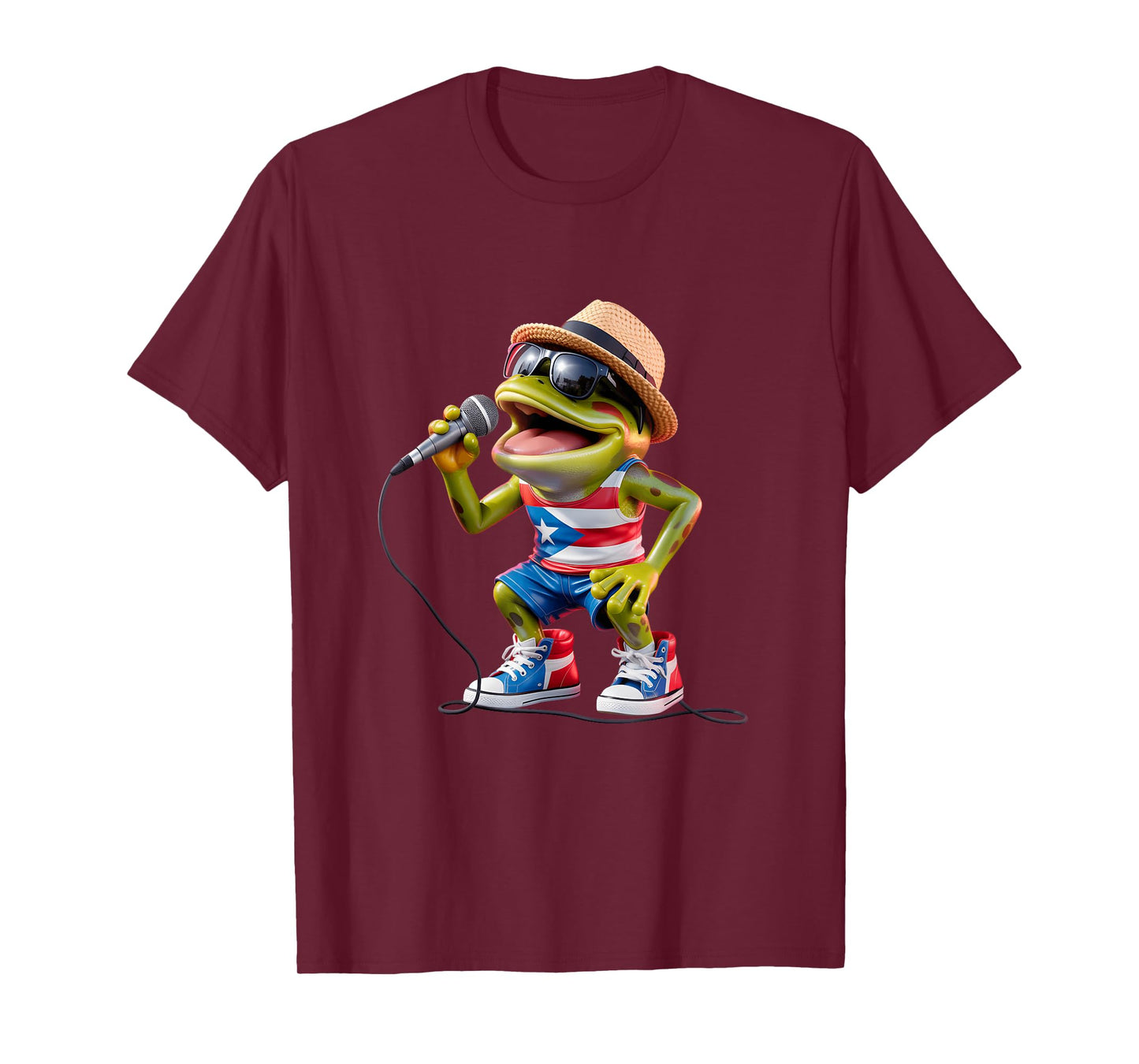 Singing Coqui Puerto Rican Flag Sunglasses Boricua Hat Fun T-Shirt
