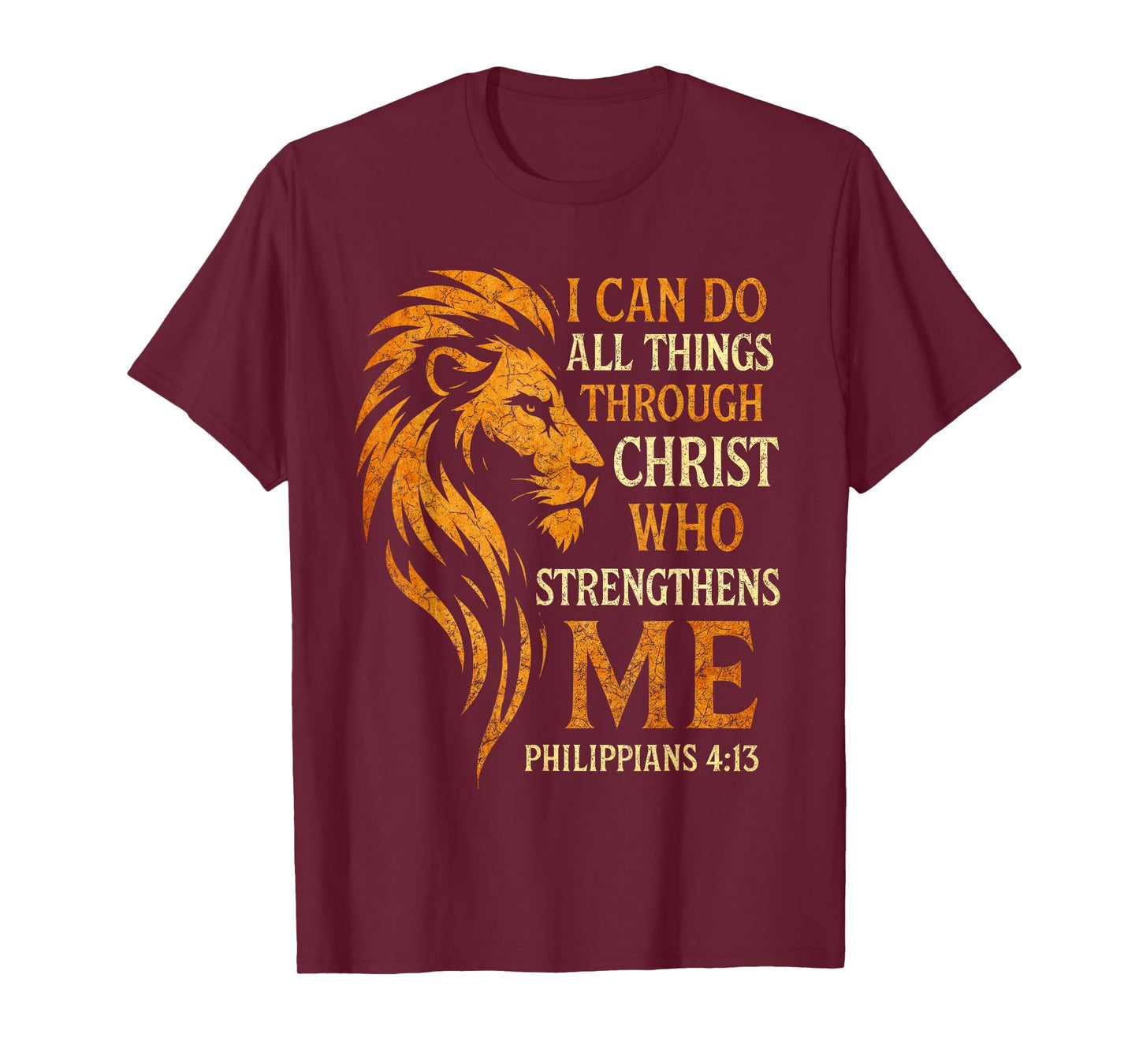 Philippians 4:13 Christian Lion Faith Religious Bible Verse T-Shirt