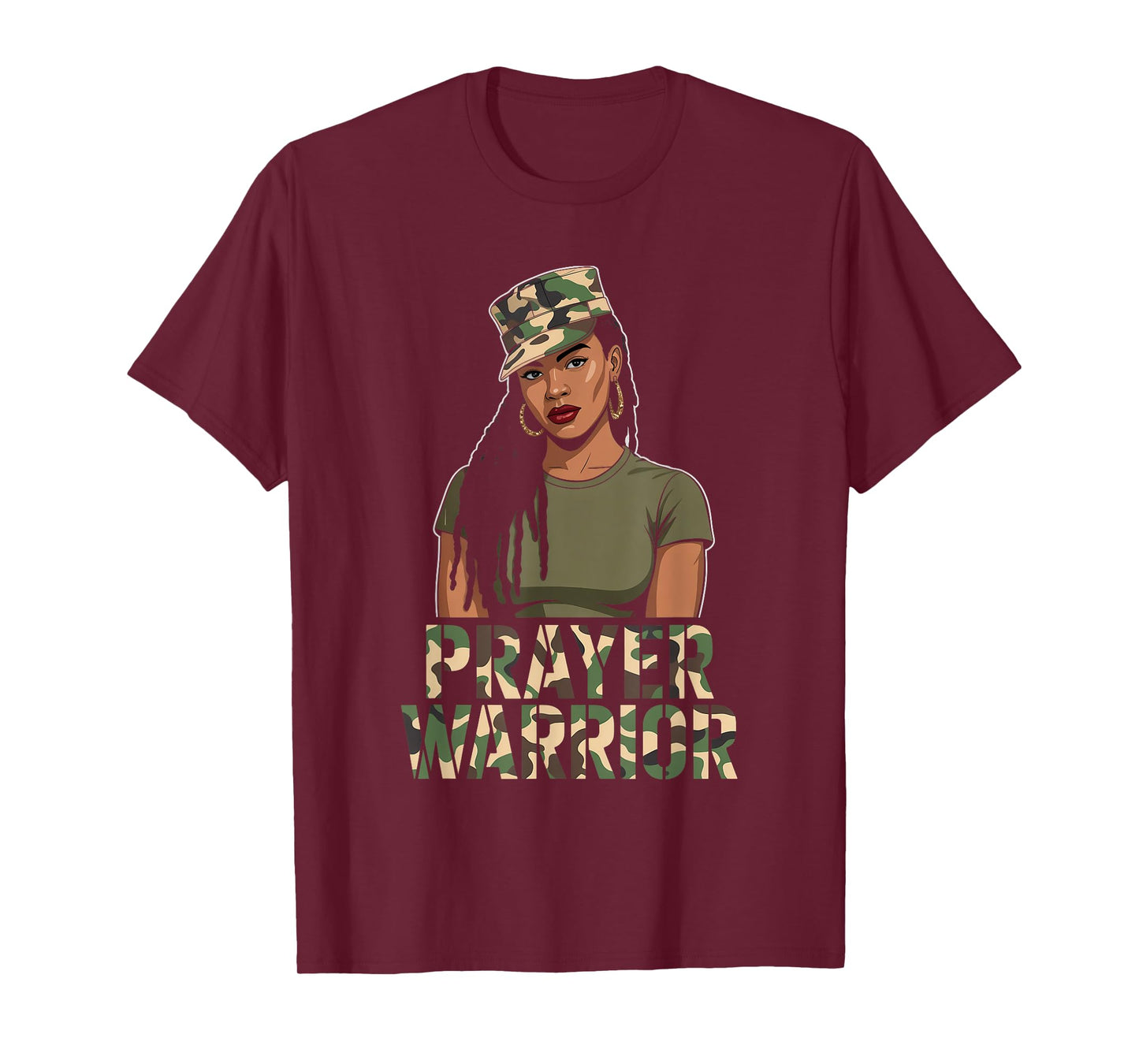 Black Girl Women Camo Prayer Warrior God Jesus Christian T-Shirt
