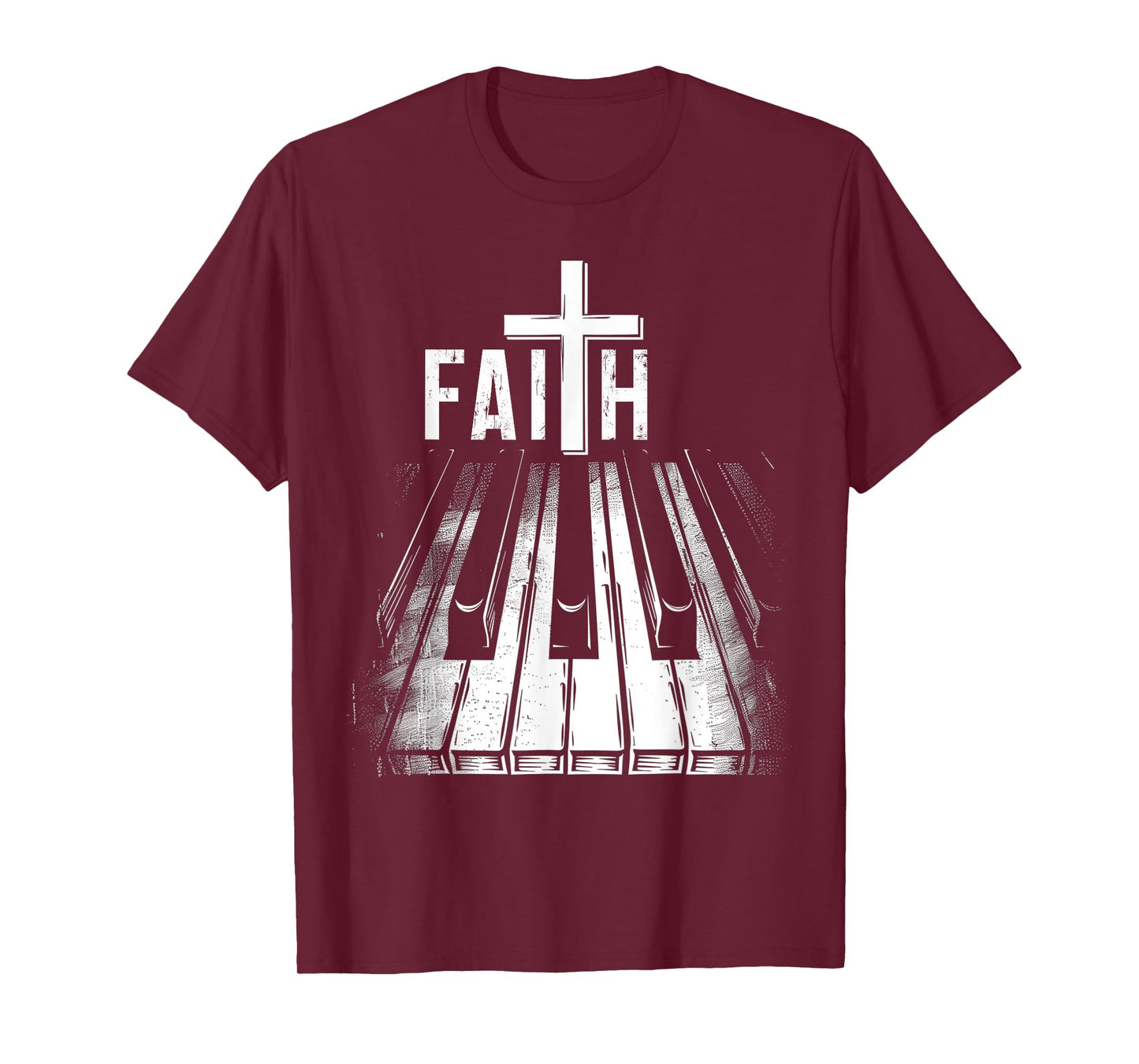 Piano Christian Faith Cross Classical Music Organ Pianist T-Shirt