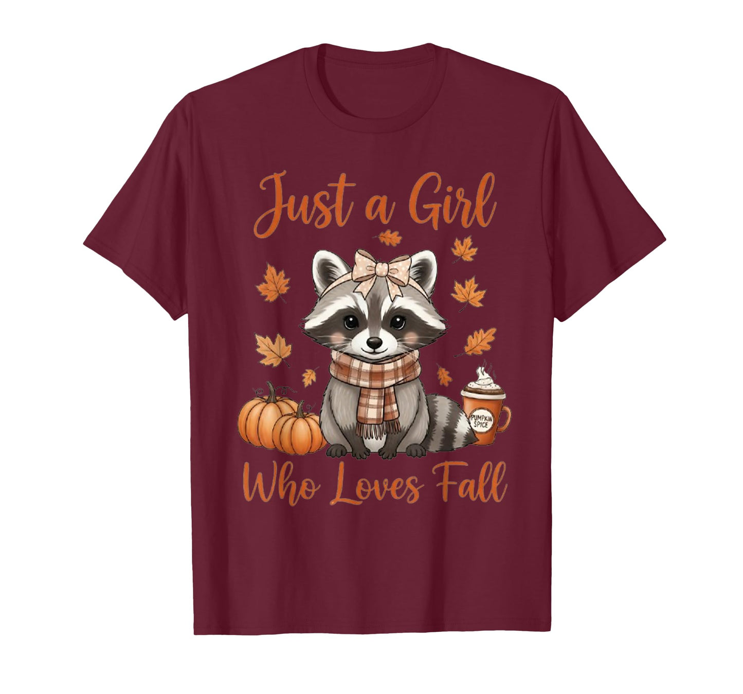 Just A Girl Who Loves Fall Funny Raccoon Fall Vibes T-Shirt