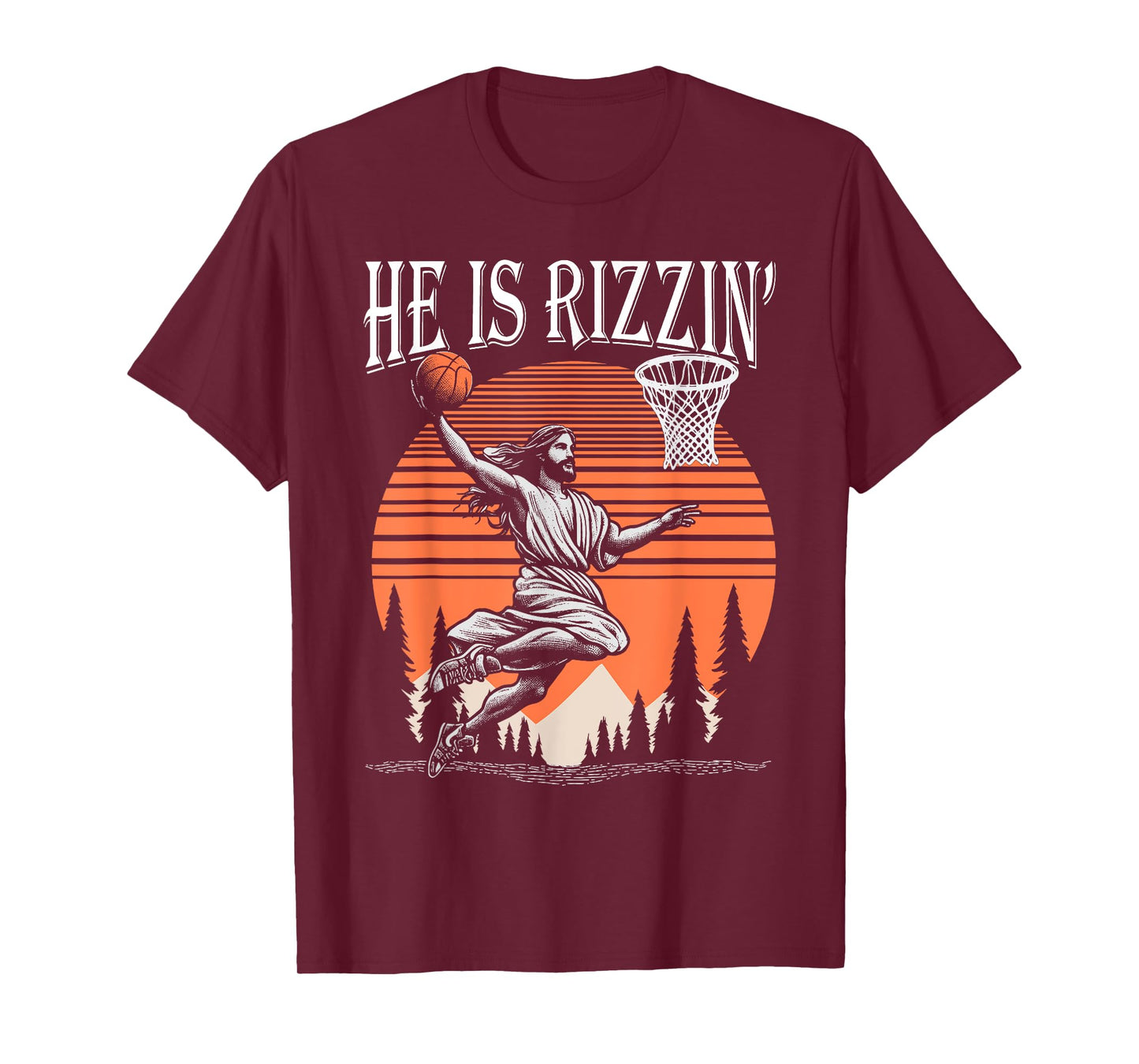 He Is Rizzin Funny Jesus Basketball Easter Christian Men Boy T-Shirt
