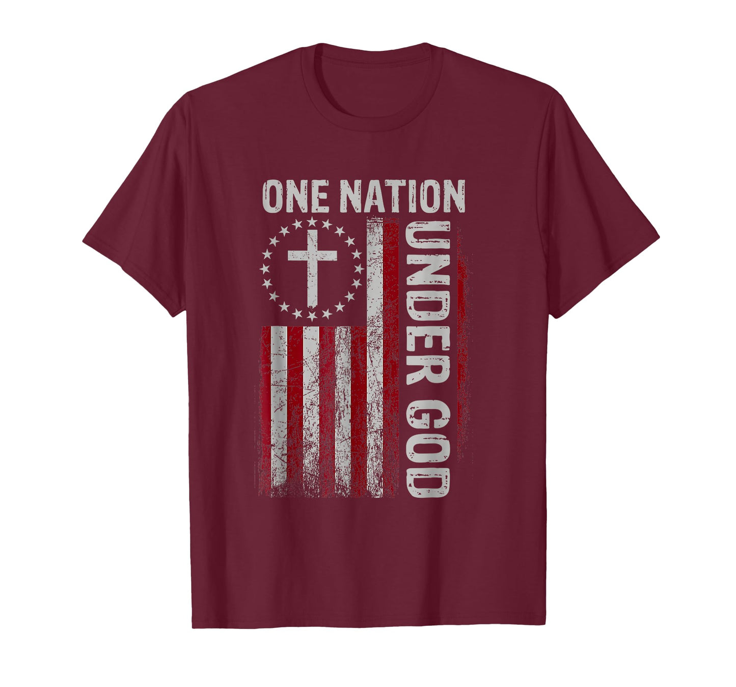 Vintage Us Flag One Nation Under God 4th Of July Patriotic T-Shirt