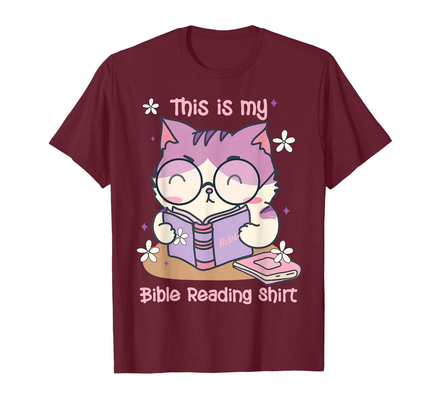 This Is For Bible Reading Cat Cute Christian T-Shirt