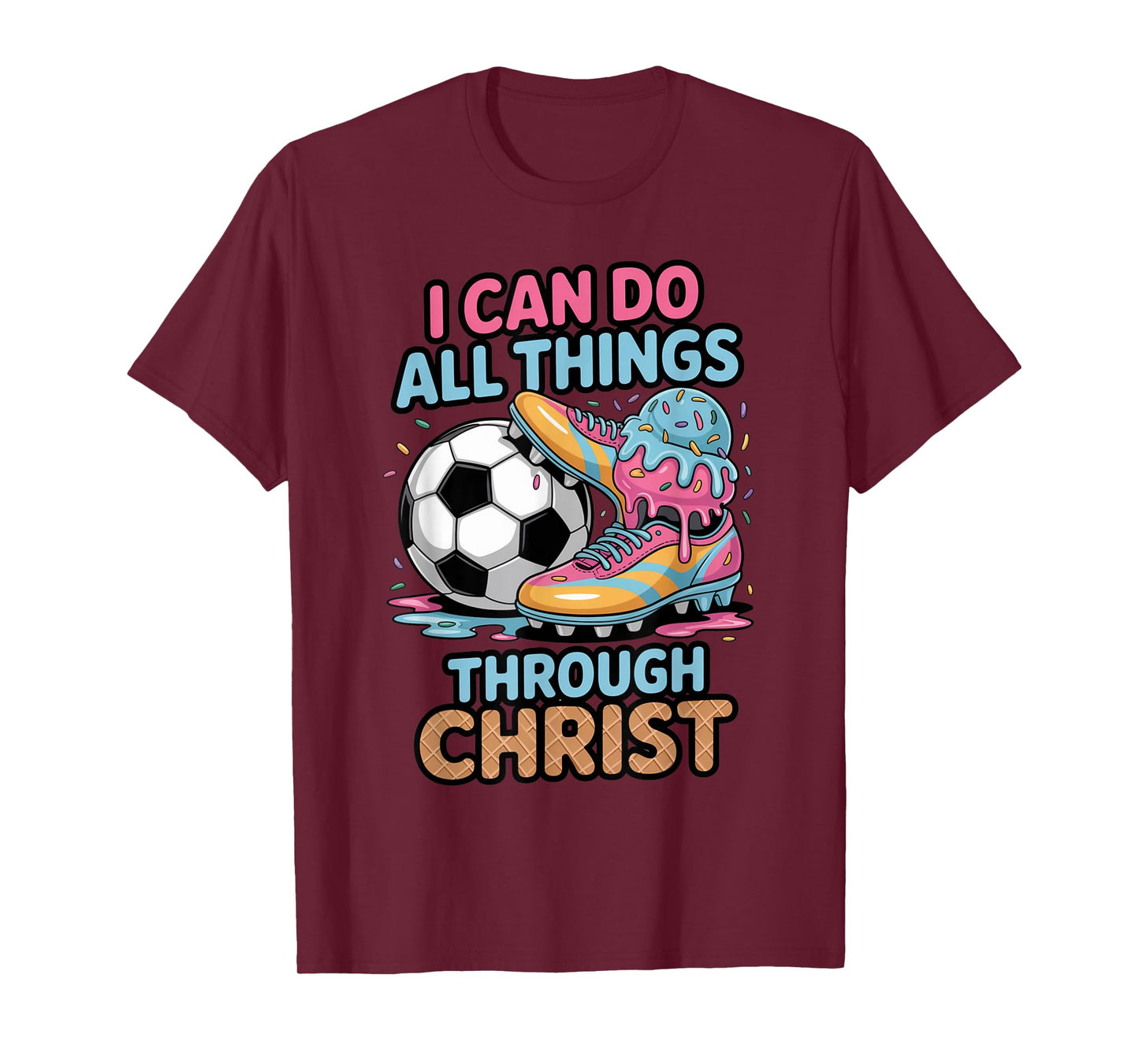 Soccer Shirts Boys Girls Kids Christian Philippians 4:13 T-Shirt