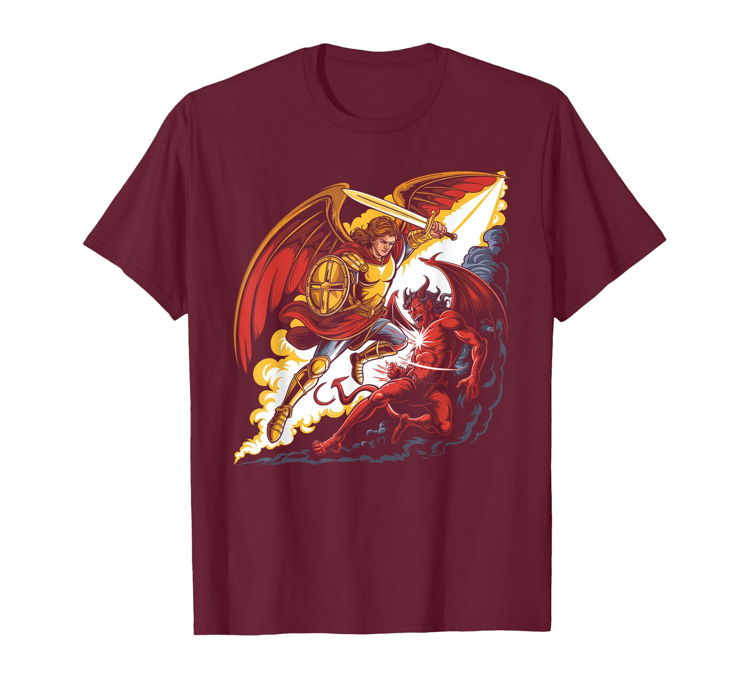 Archangel Warrior Defeating Evil Artwork T-Shirt