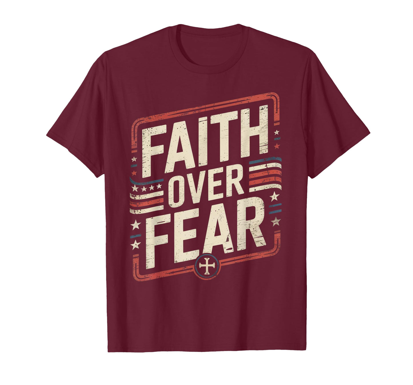 America Pride US Flag Faith Over Fear Prayer T-Shirt