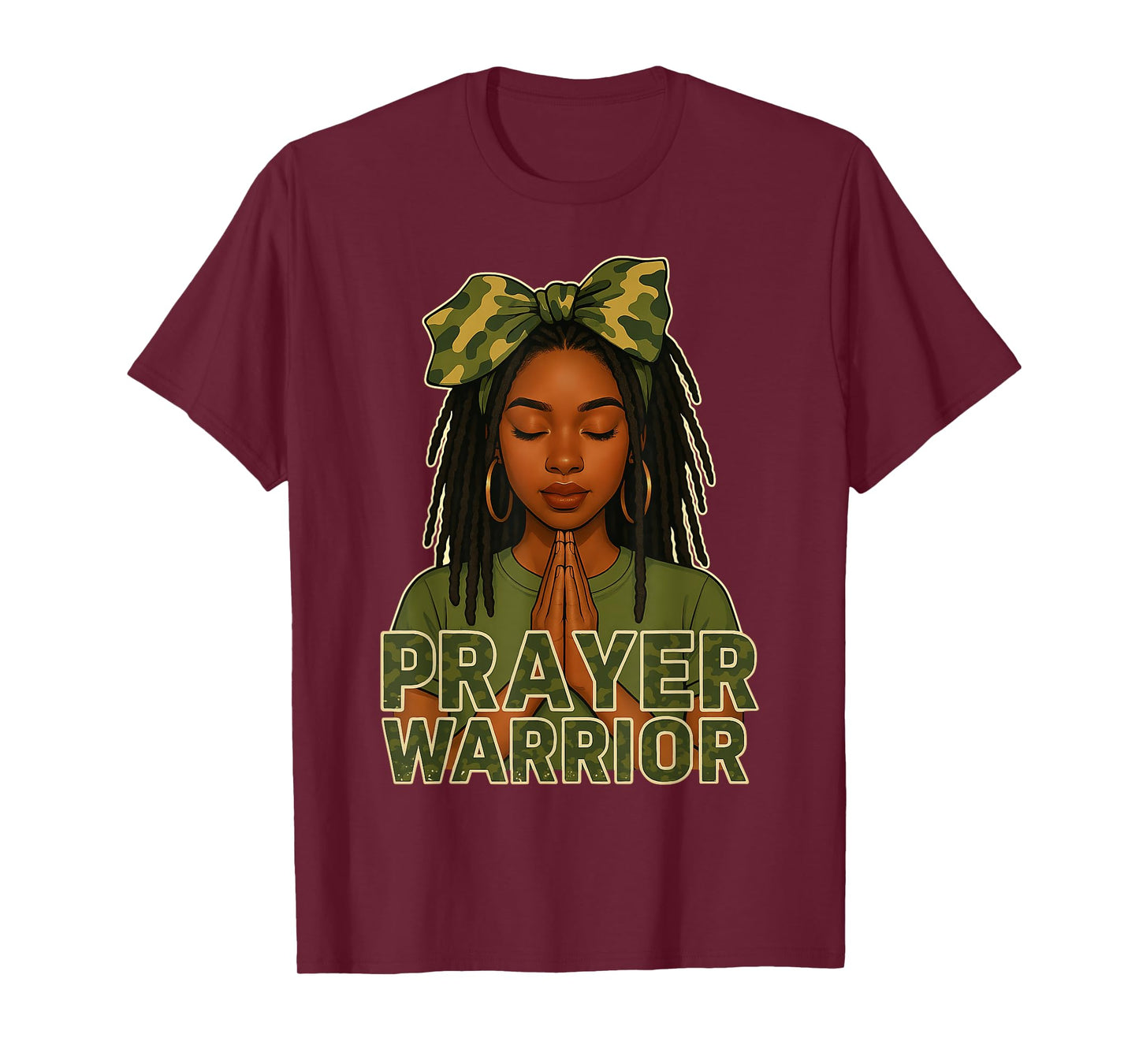 Prayer Warrior Locs Christian Black Woman Camo Bandana T-Shirt