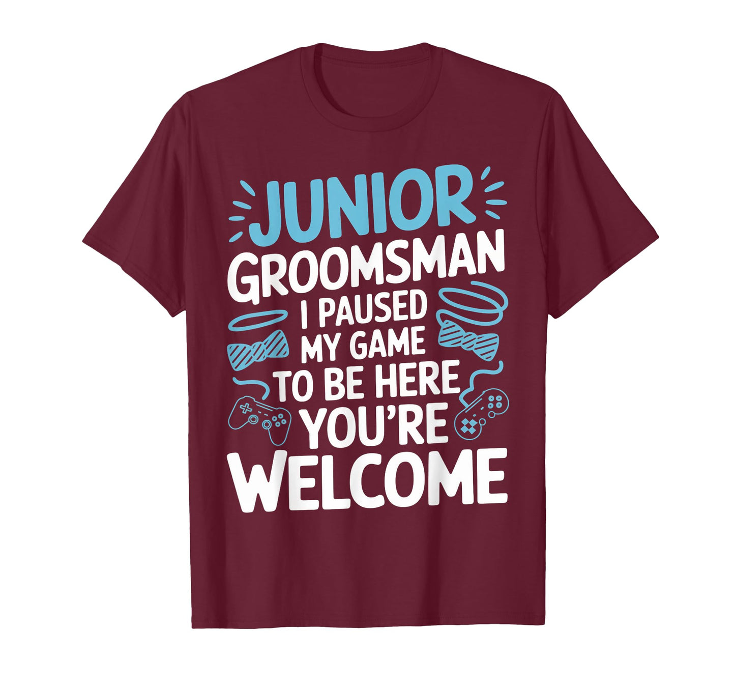 I Paused My Game Wedding Party Bow Tie Cute Junior Groomsman T-Shirt