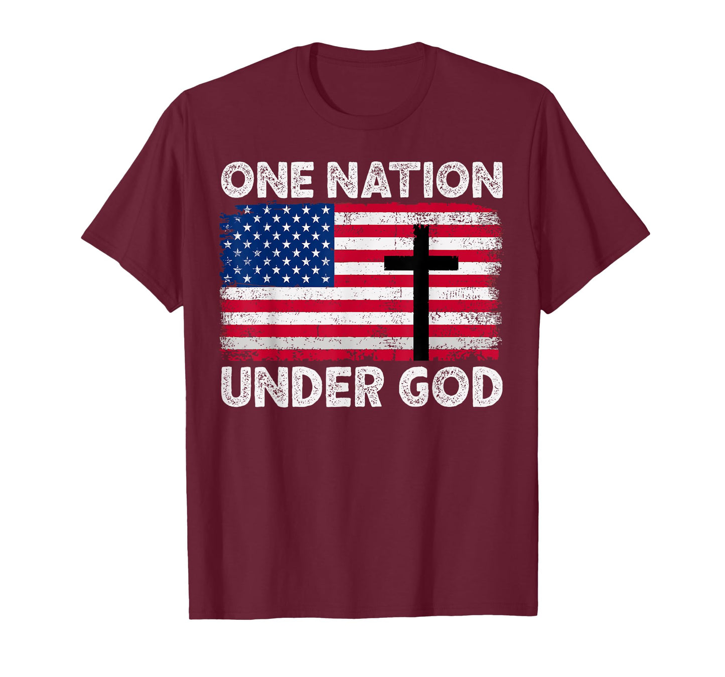ONE NATION UNDER GOD Flag 4th Of July Patriotic Christian T-Shirt