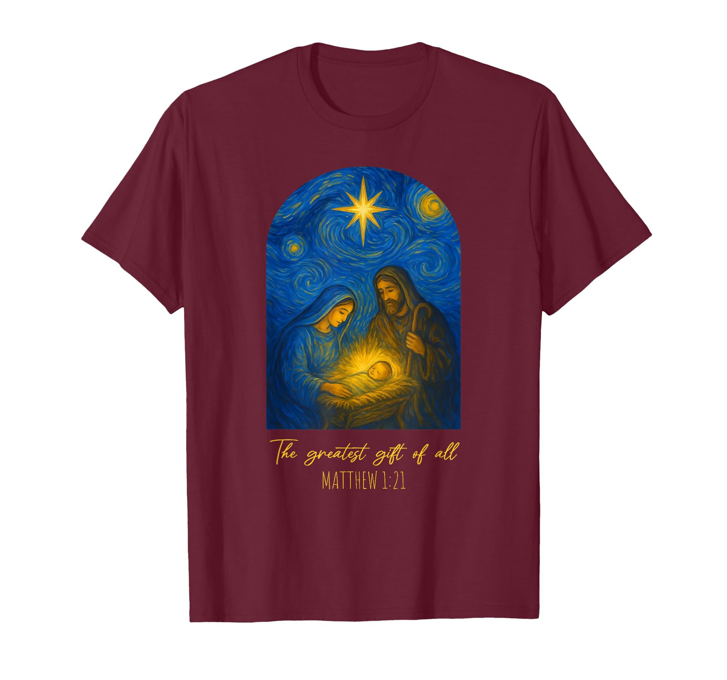 The Greatest of All Christmas Starry Night Van Gogh Nativity T-Shirt