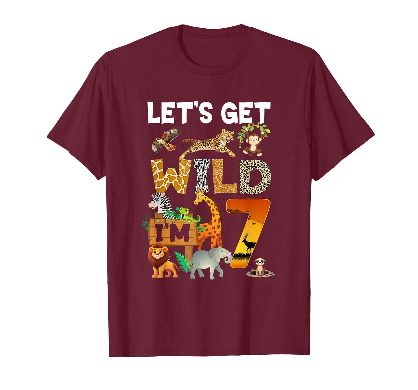 7 Year Old Zoo Birthday Safari Jungle Animal 7Th Bday T-Shirt