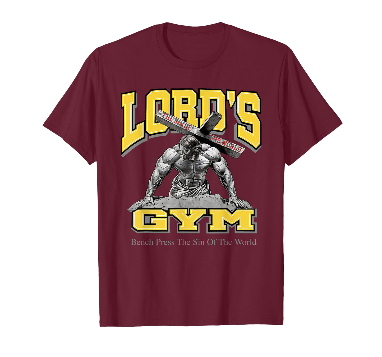 Lords Gym Jesus Vintage 90s Bench Press The Sin Of The World T-Shirt