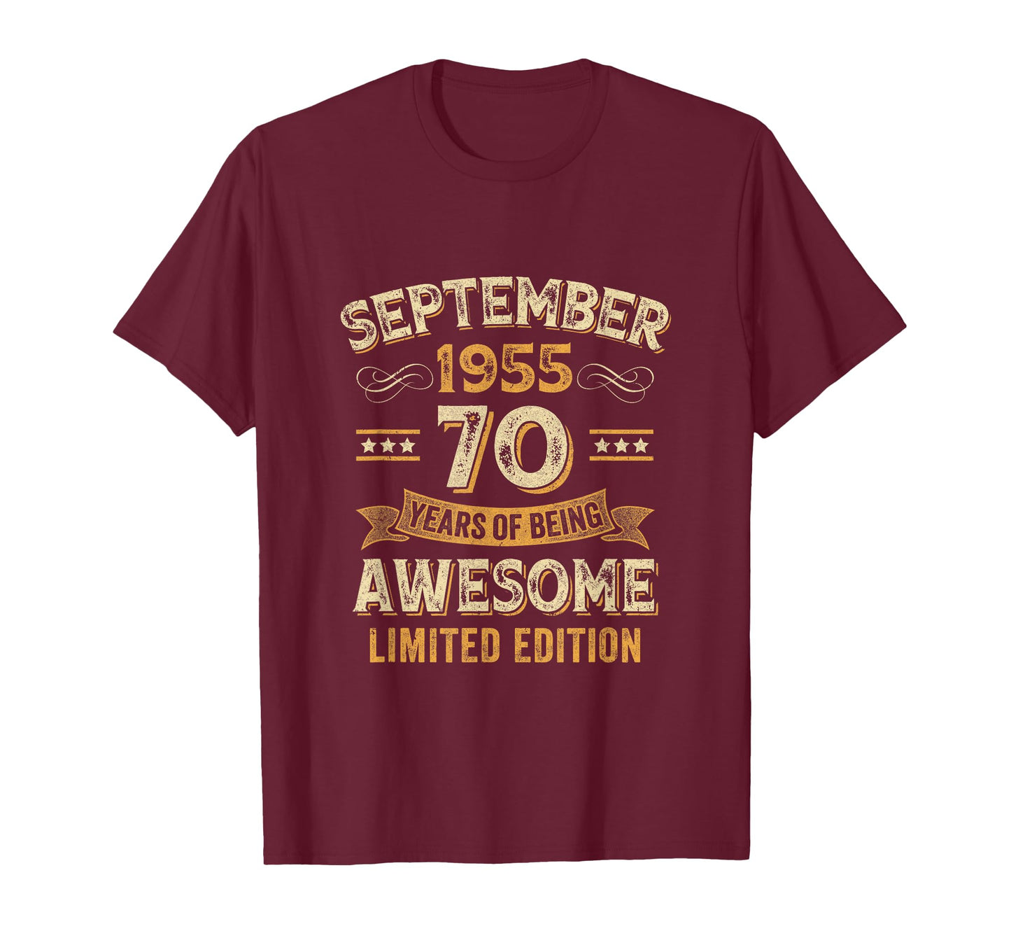 70 Years Awesome Vintage September 1955 70Th Birthday T-Shirt