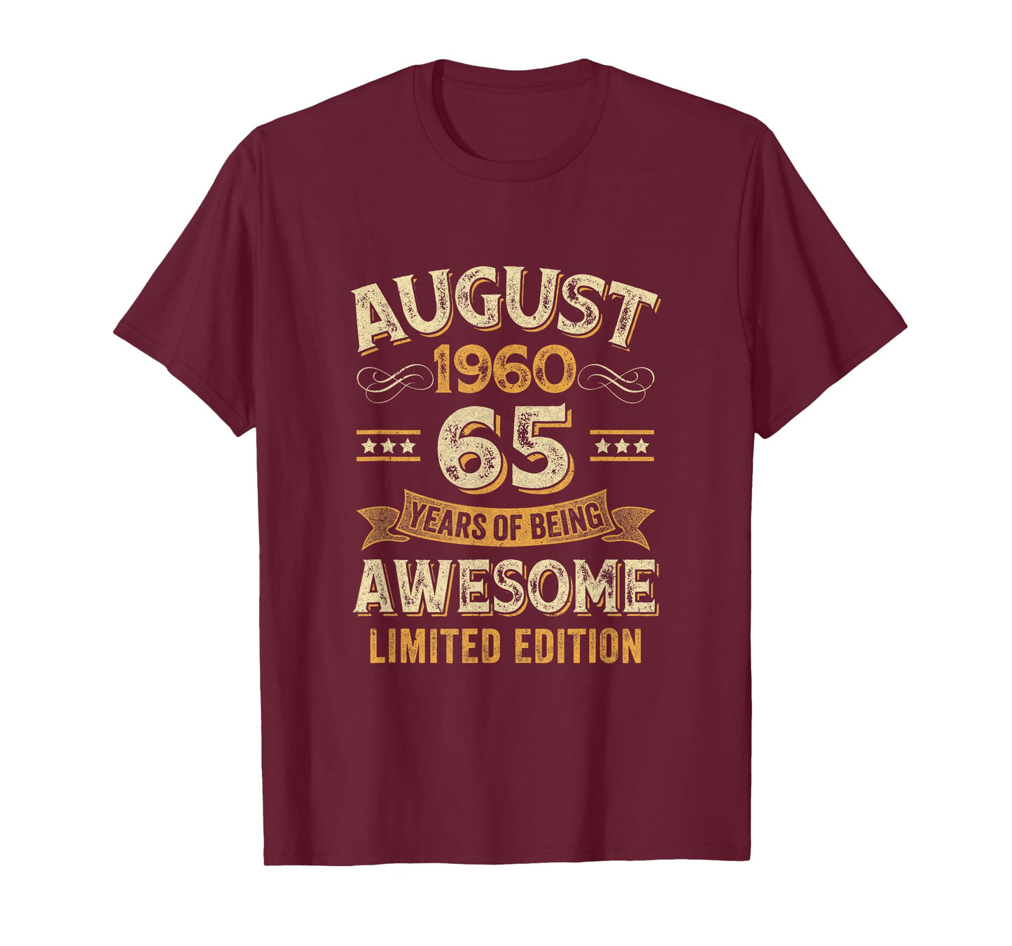 65 Years Awesome Vintage August 1960 65Th Birthday T-Shirt