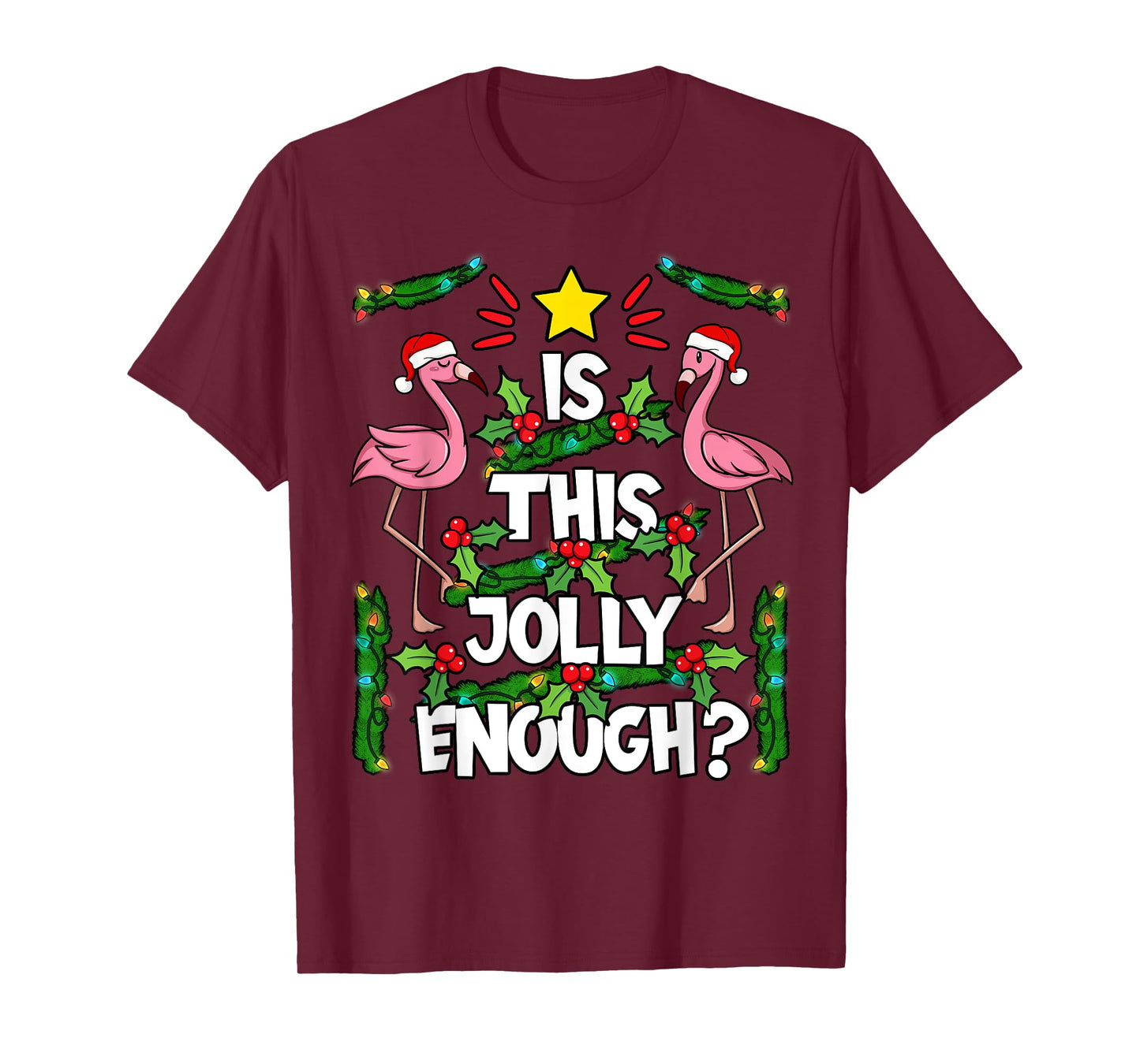 Christmas Tree Pink Flamingo Holiday Santa Hat Xmas T-Shirt