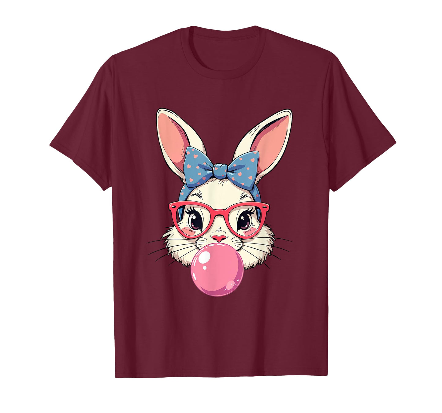 Cute Easter Day Bunny Face With Bandana Heart Glasses T-Shirt