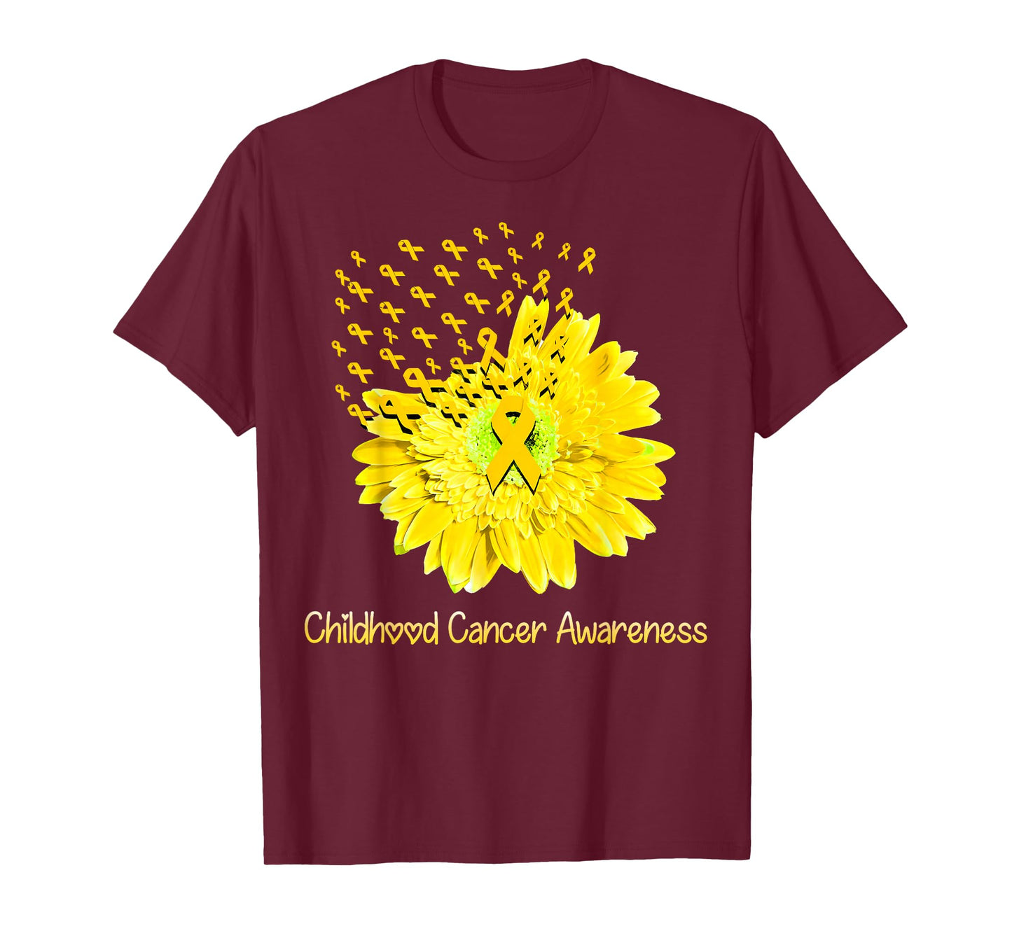 Faith Hope Love Gold Daisy Flower Childhood Cancer Awareness T-Shirt