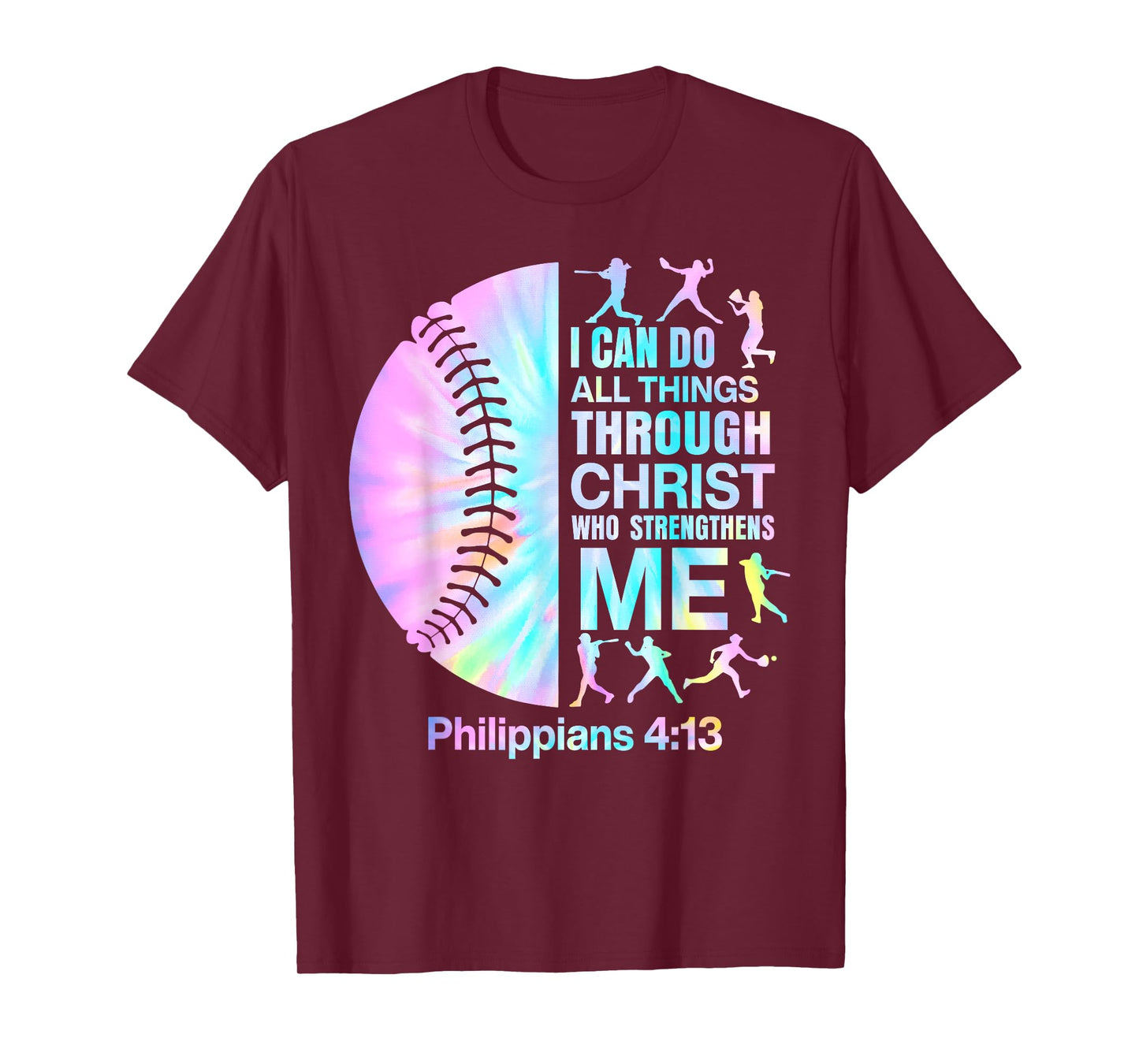 Christian I Can Do All Things Through Jesus Tie Dye Baseball T-Shirt