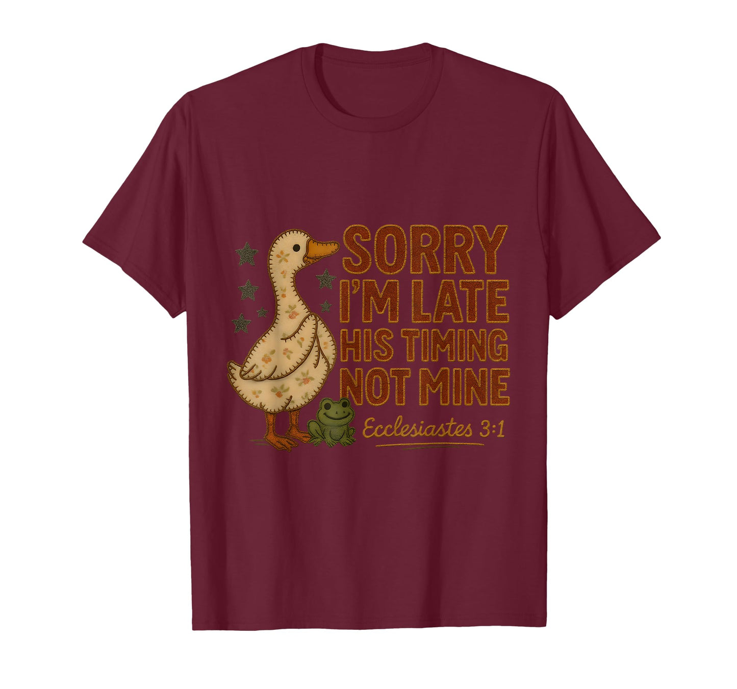 His Timing Not Mine Duck Frog Verse Funny Farm Retro T-Shirt