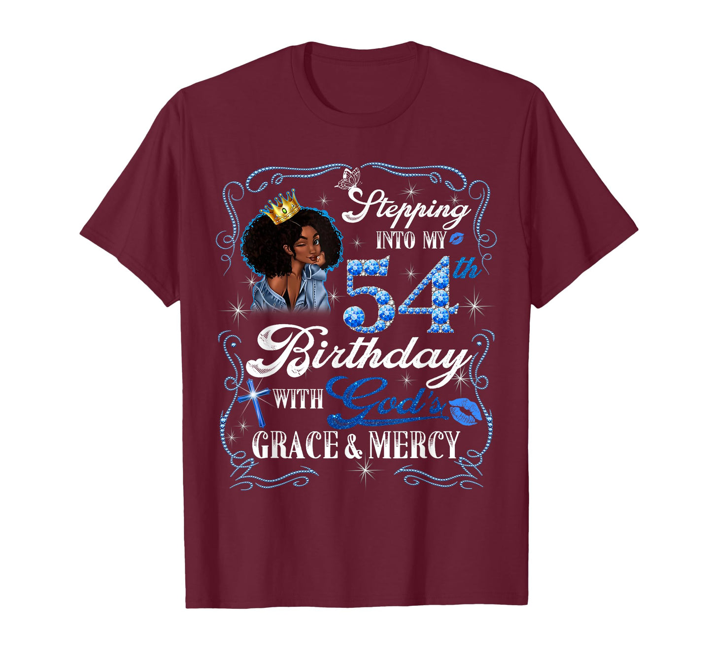Womens Stepping Into My 54th Birthday With Grace & Faith T-Shirt