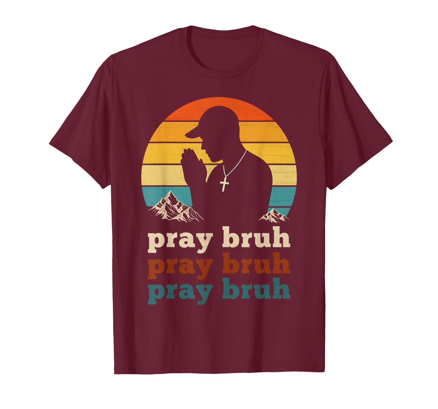 Pray Bruh Vintage Christian Teenagers Hip Hop Praying Church T-Shirt