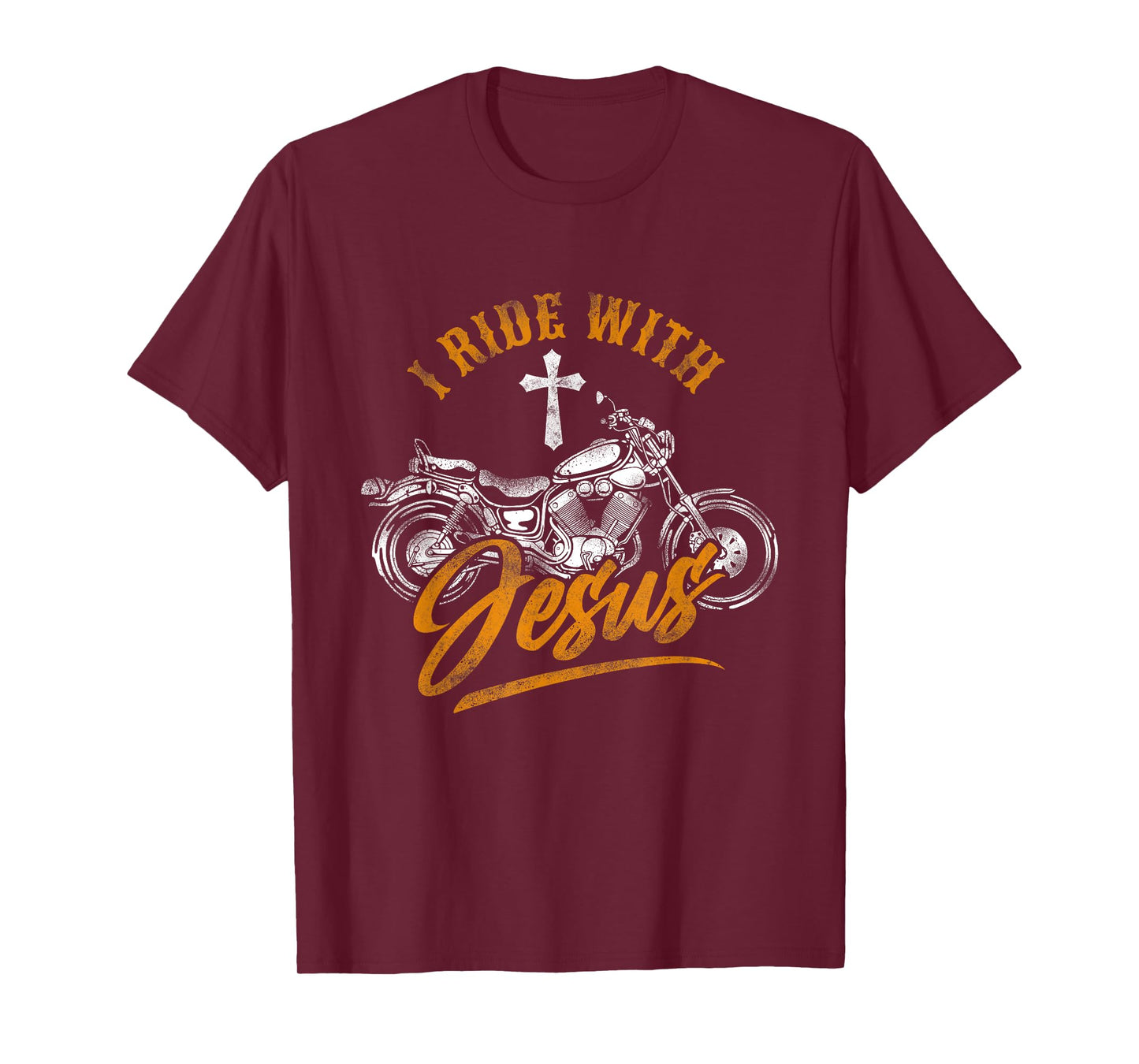 Christian Motorcycle Biker I Ride With Jesus Faith T-Shirt