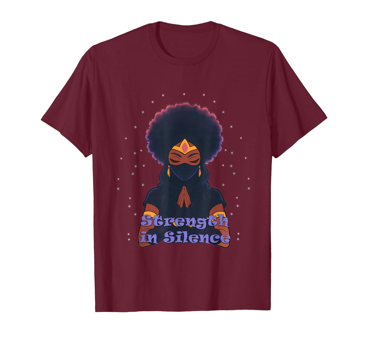 Strength in Silence | Afro Warrior Princess Praying Hands T-Shirt