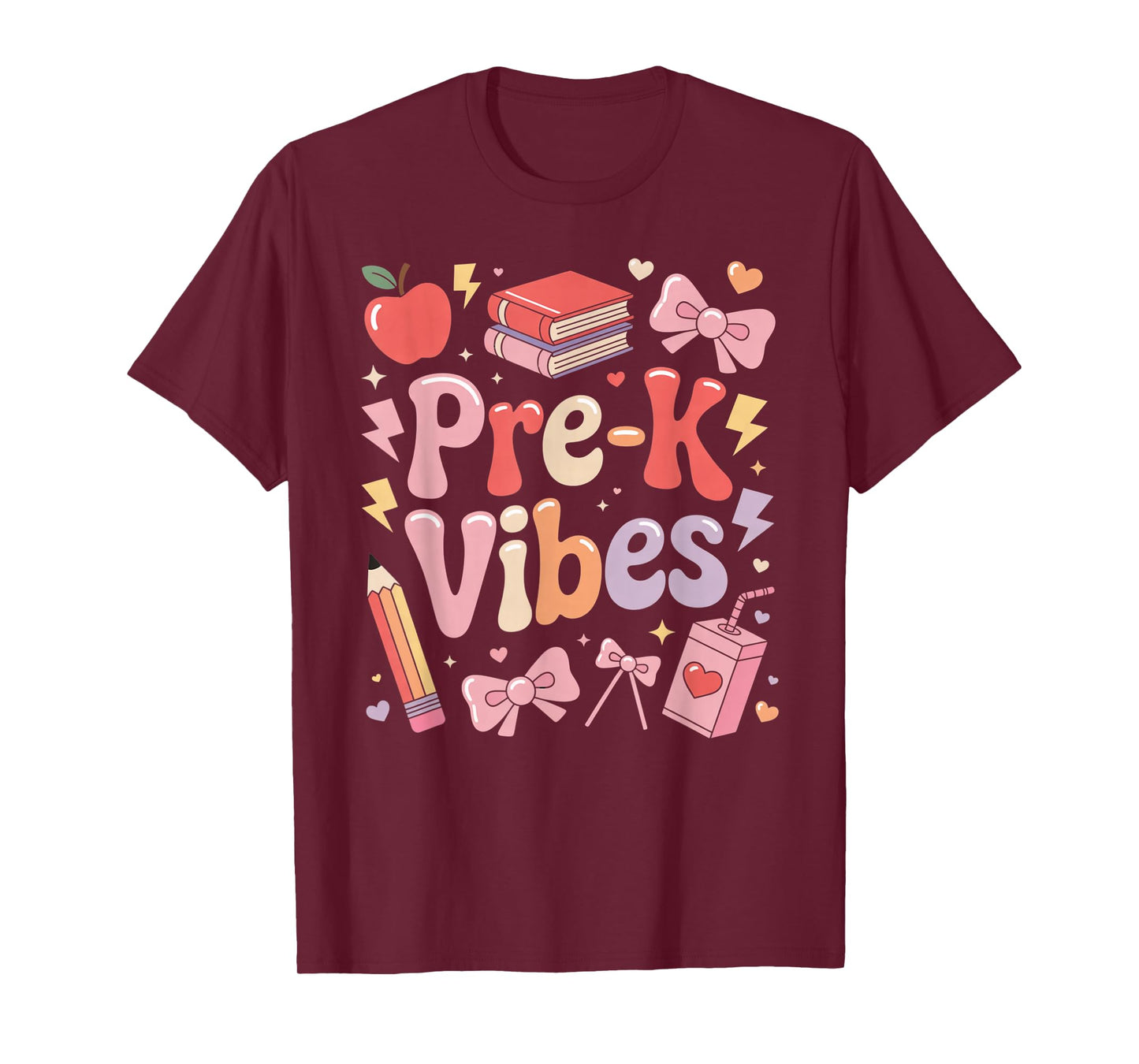 Pre-k Vibes Coquette Bow Back to School Teacher Prek T-Shirt