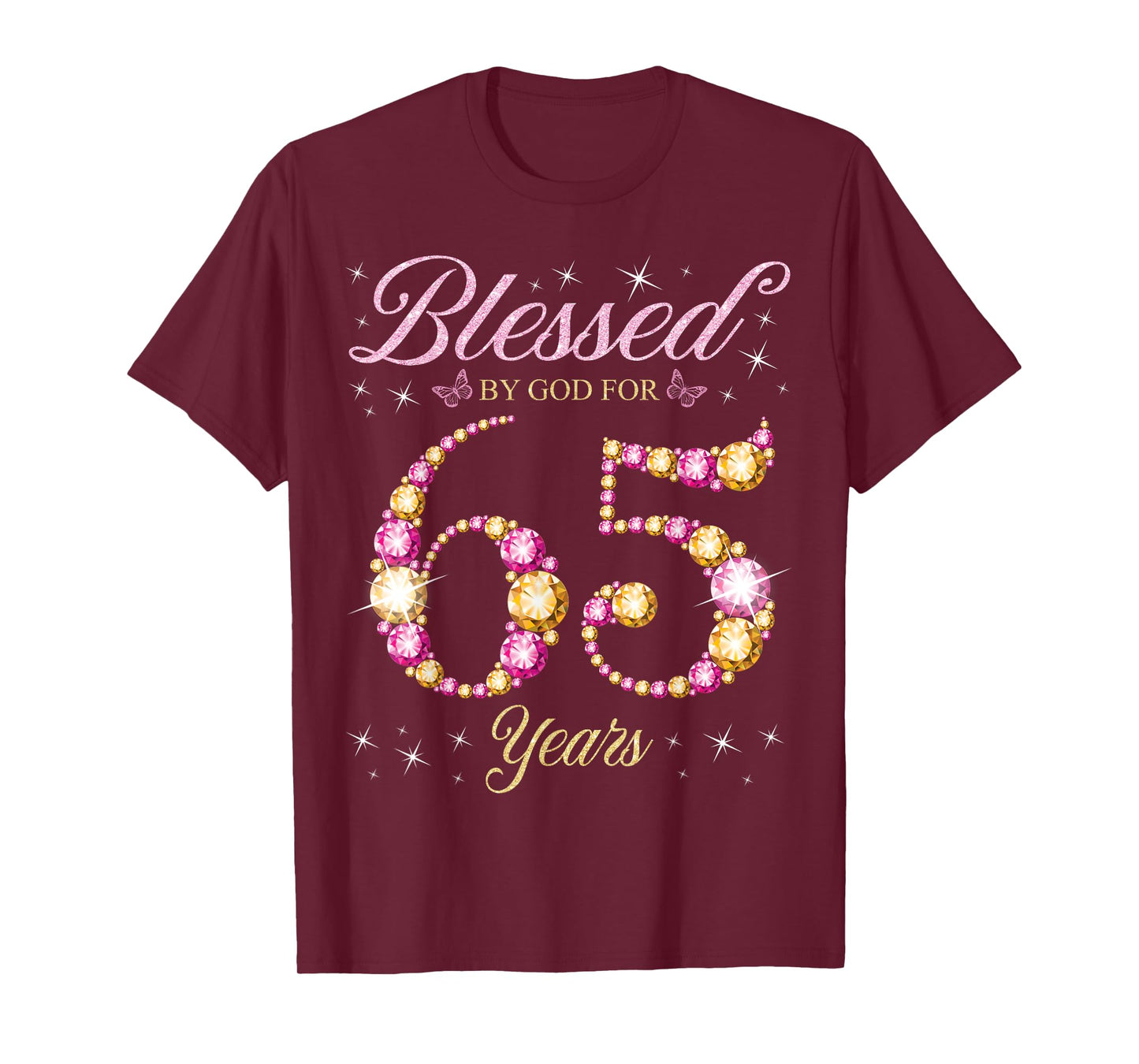 Blessed By God For 65 Years Old 65th Birthday Party T-Shirt