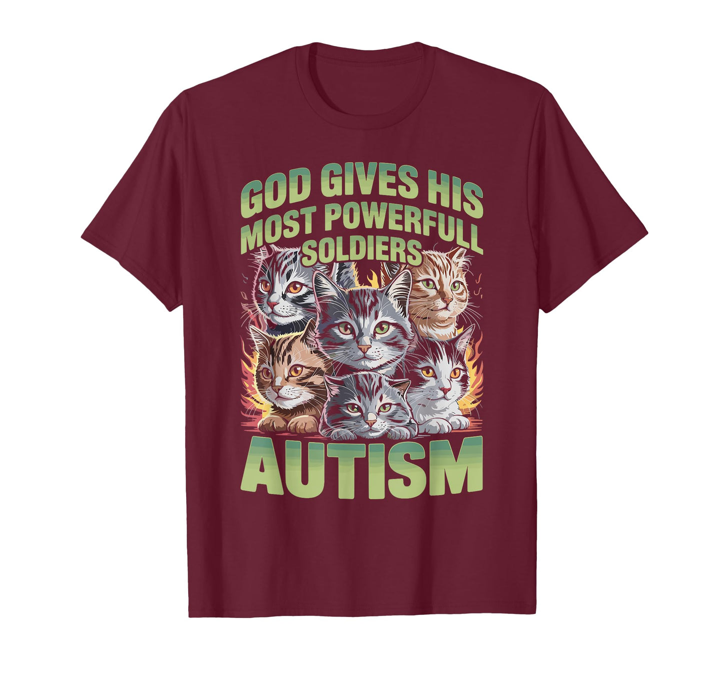 God Gives His Most Powerful Soldiers Autism Cat T-Shirt for Men Women