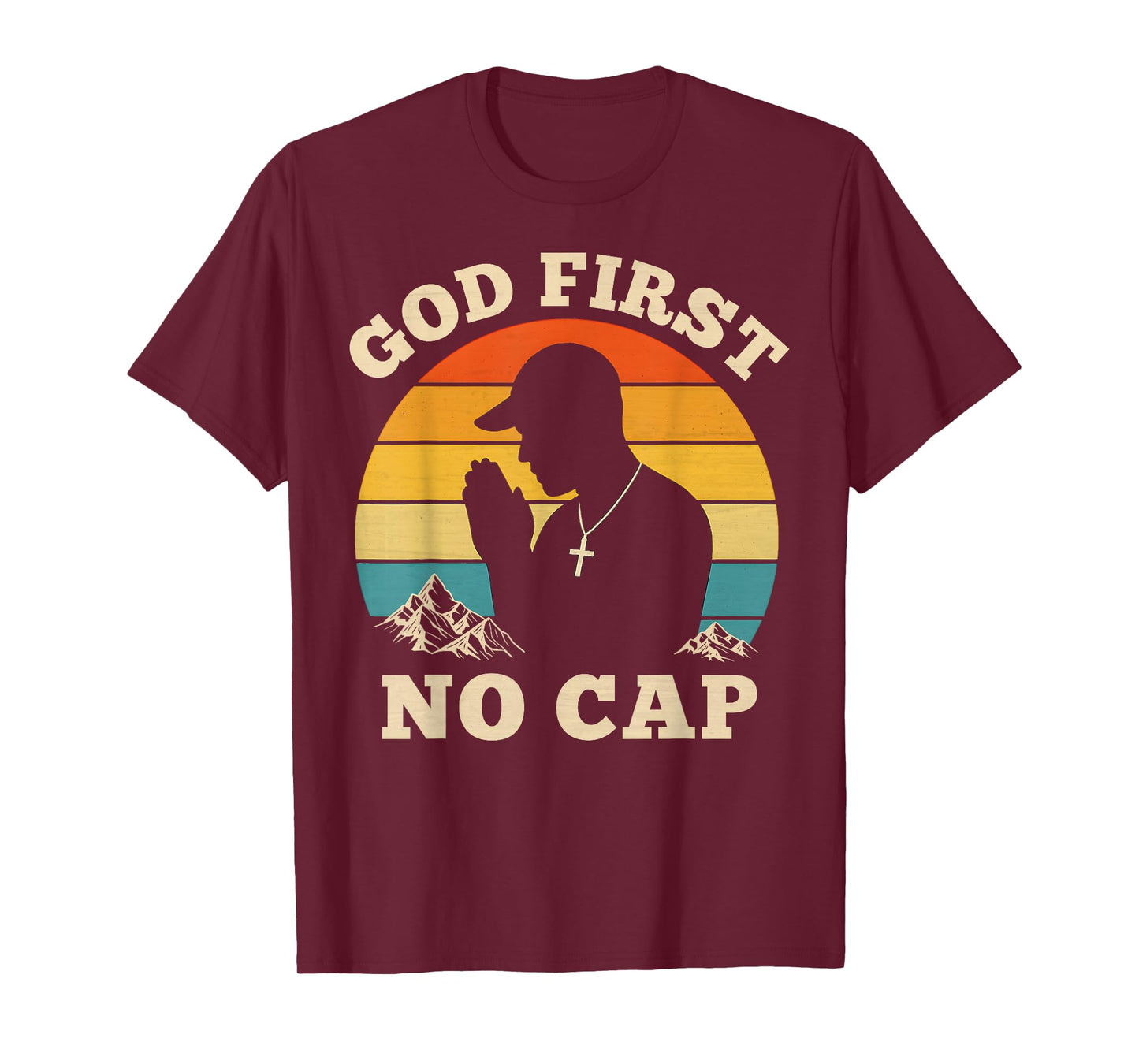God First No Cap Vintage Christian Teenagers Hip Hop Praying T-Shirt
