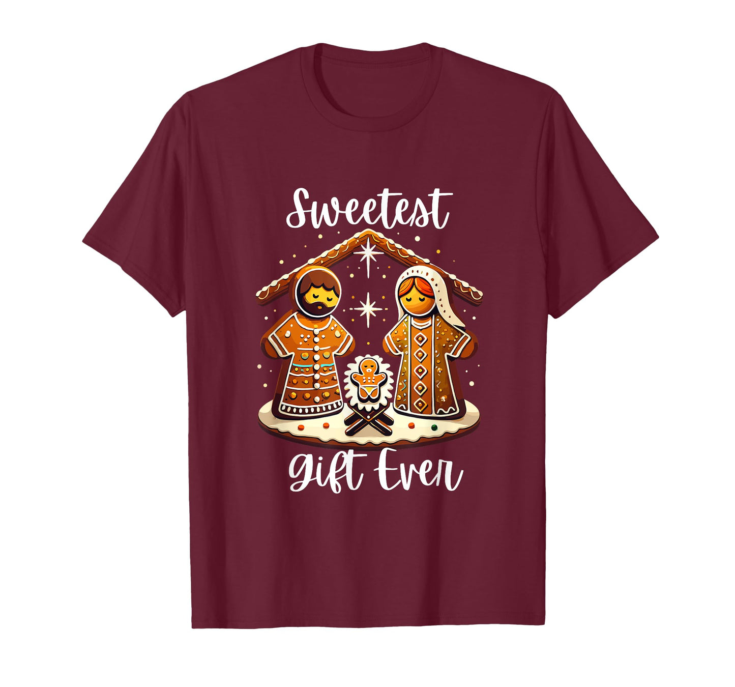Gingerbread Christmas Nativity Sweetest Ever Jesus Mary T-Shirt