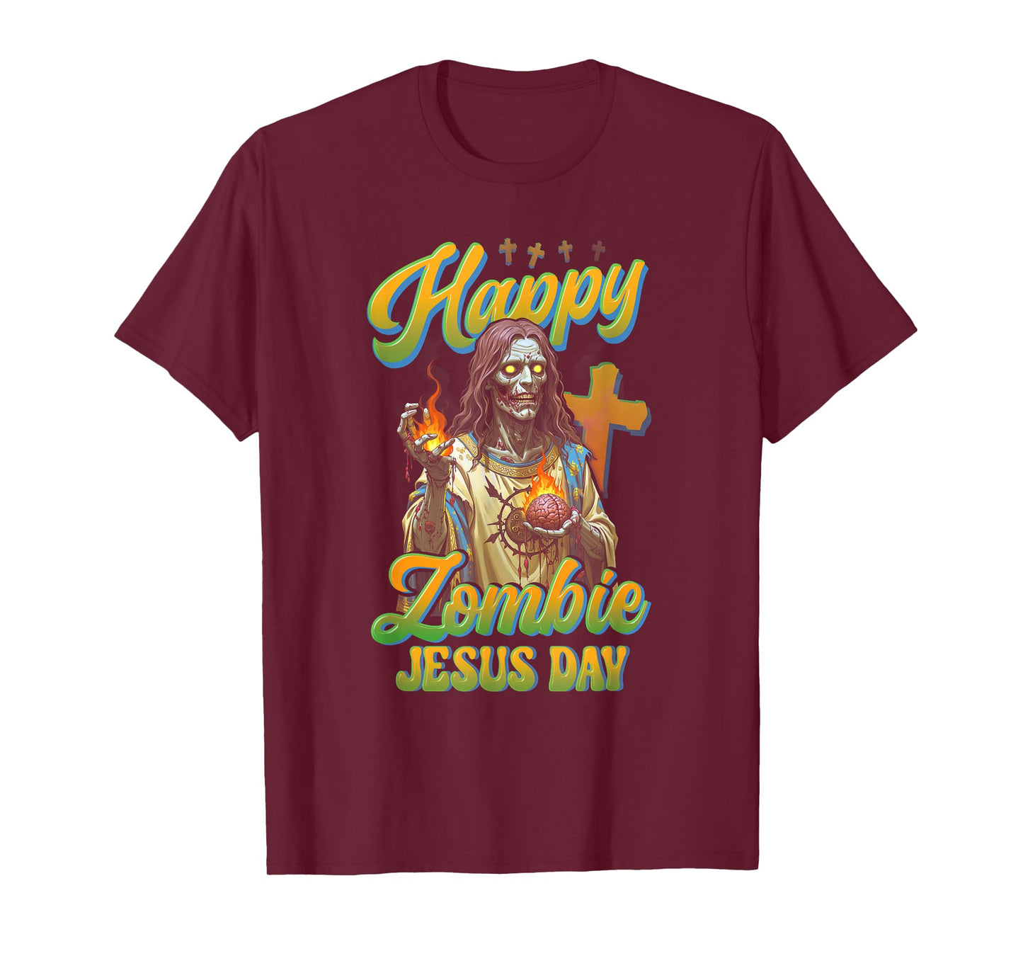 Happy Zombie Jesus Day Horror Christ Faith Cross Religious T-Shirt