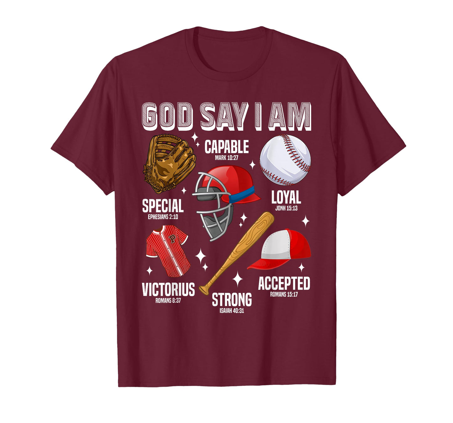 Funny God Says I Am Baseball Player Catcher Pitcher Boys Men T-Shirt
