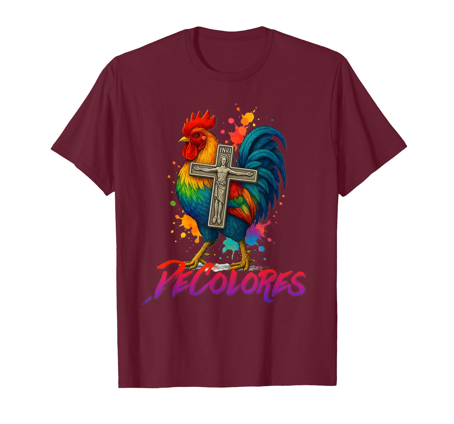 DeColores Cursillo Rainbow Rooster Catholic T-Shirt