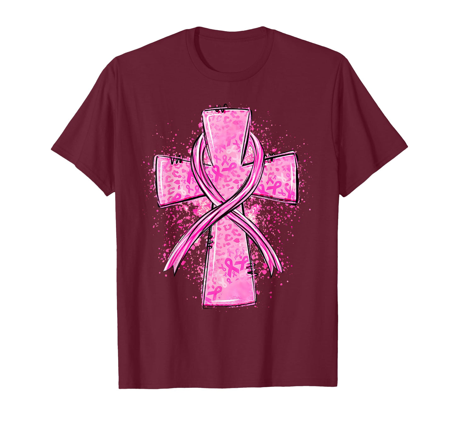 Faith Cross Pink Ribbon Breast Cancer Awareness Christian T-Shirt